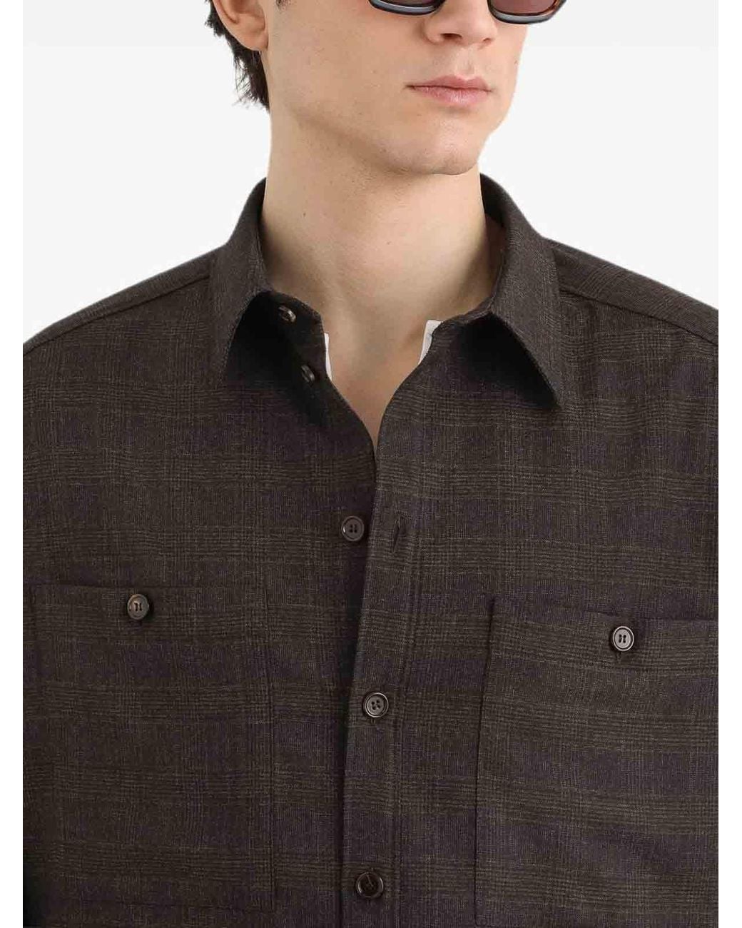 Dolce & Gabbana Black Glen Plaid Saxony Overshirt for men