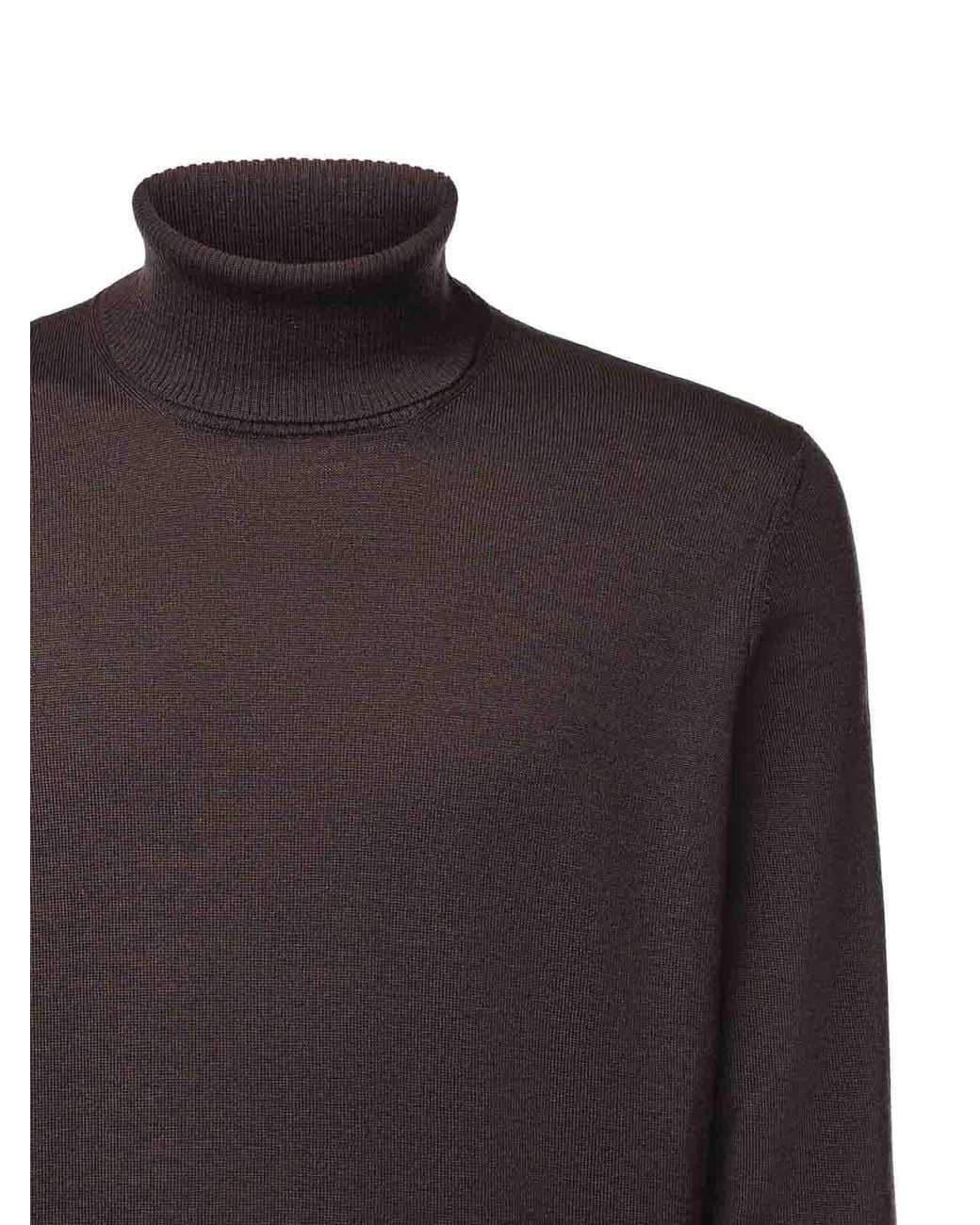 Fay Brown Merino Wool Turtleneck for men