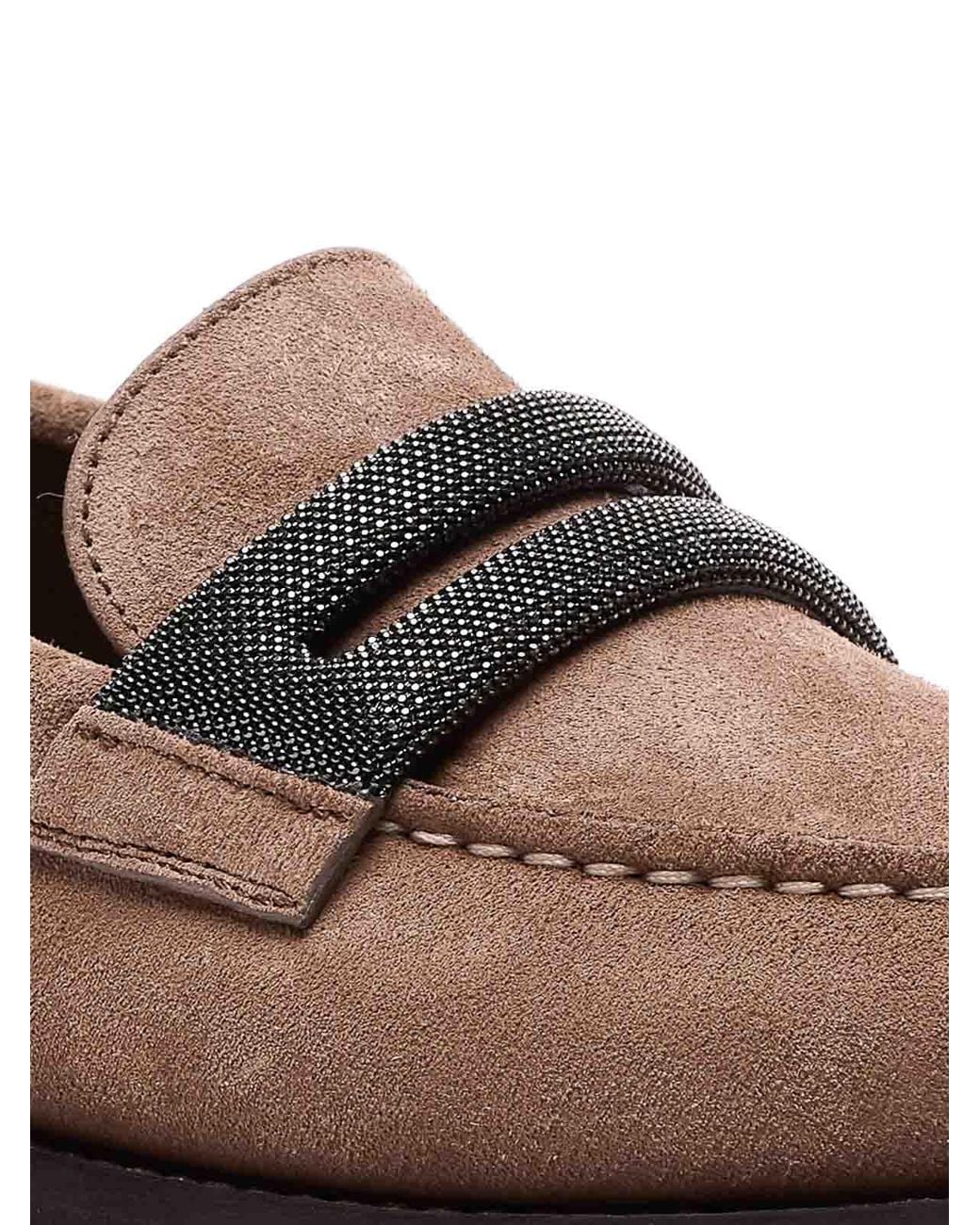 Brunello Cucinelli Brown Suede Loafers