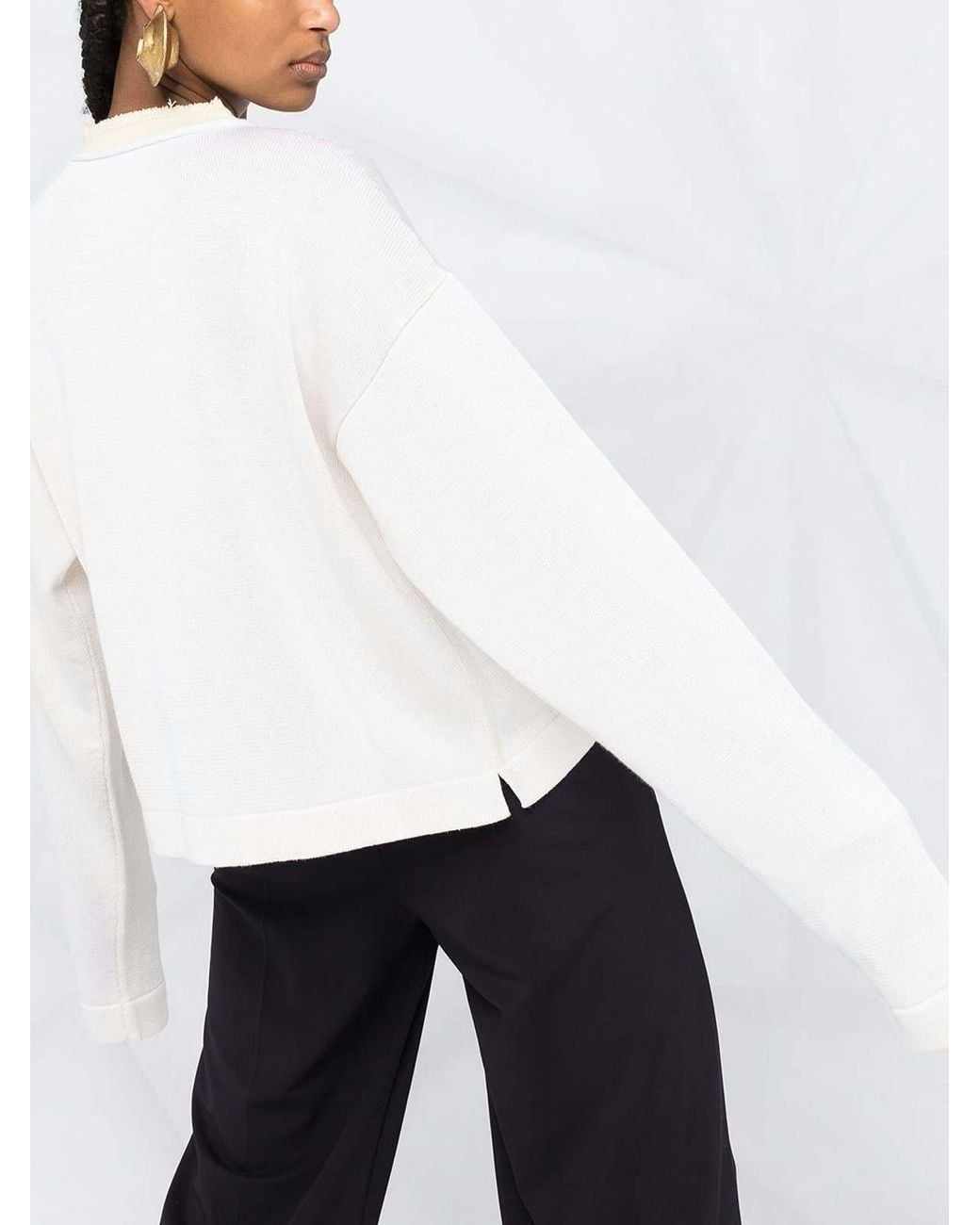 Jil Sander White Two-Tone Sweater