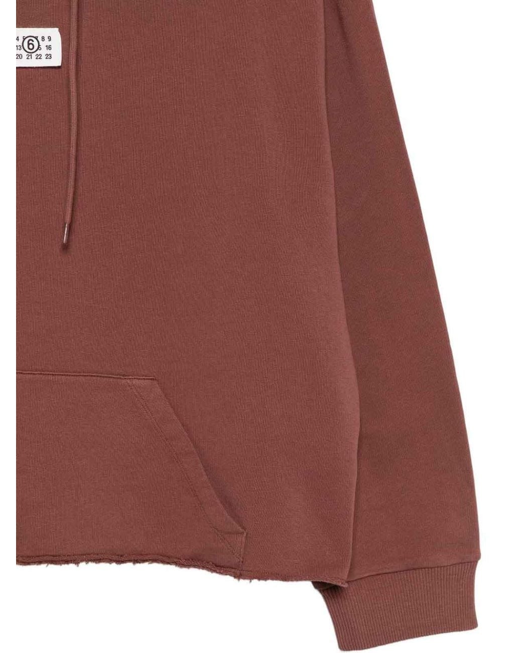 MM6 by Maison Margiela Red Hoodie Crafted From Soft Cotton Jersey