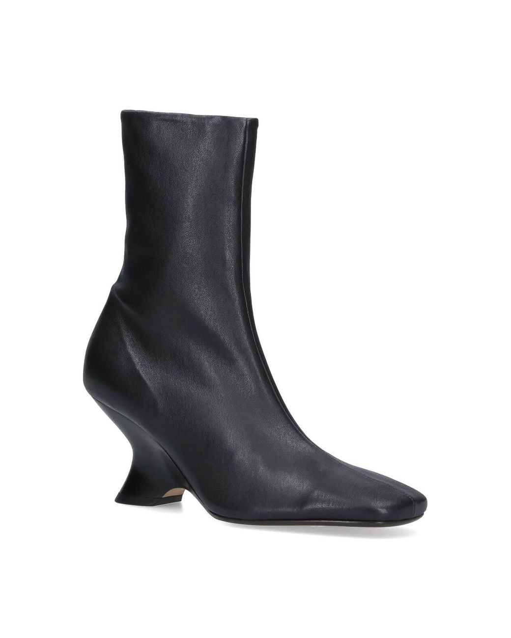 Dries Van Noten Black Leather Ankle Boots