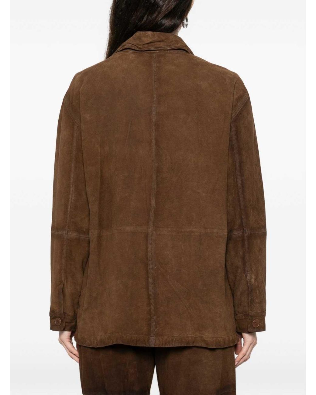P.A.R.O.S.H. Brown Suede Leather Jacket