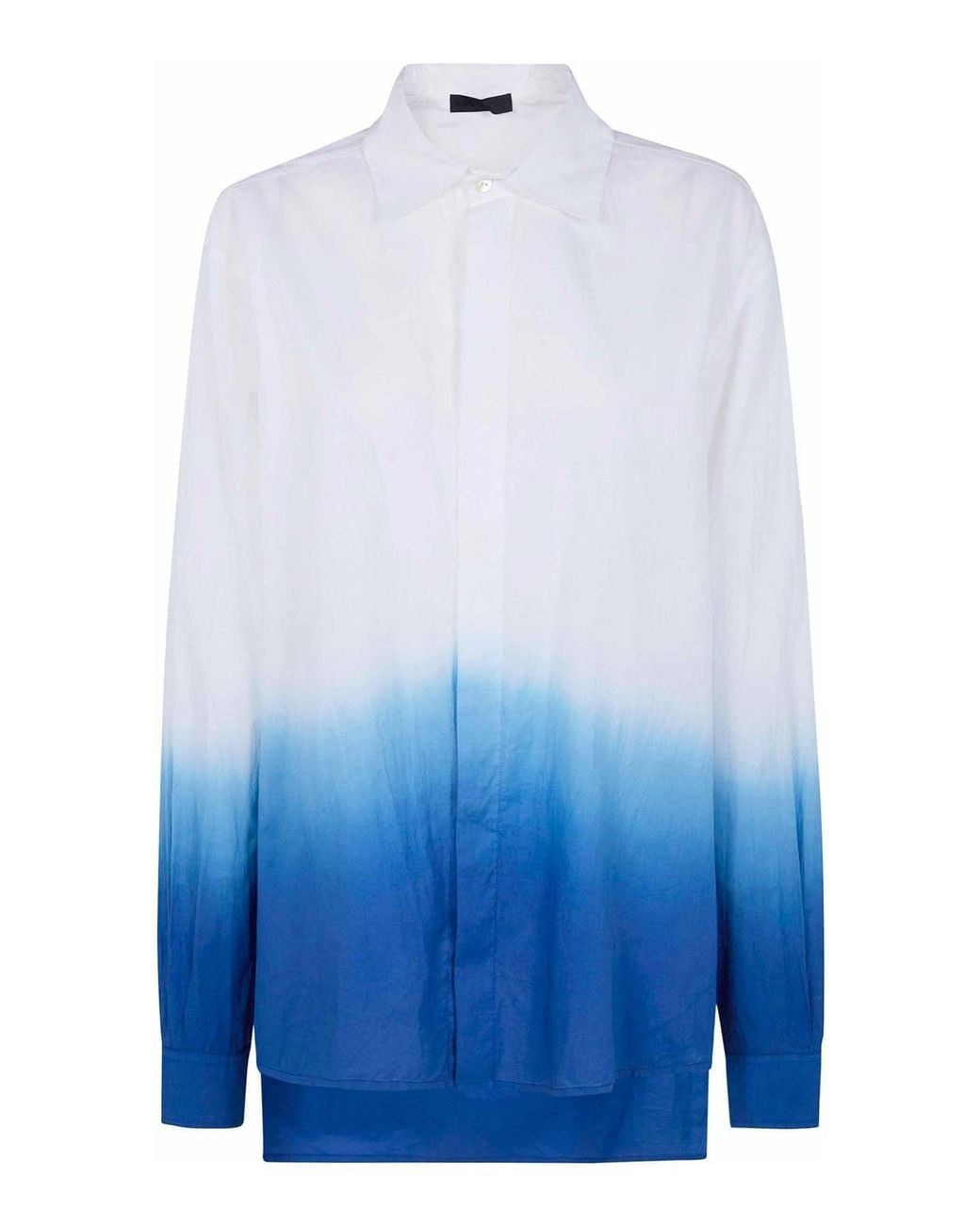 Maria Calderara Blue Shaded Cotton Muslin Shirt