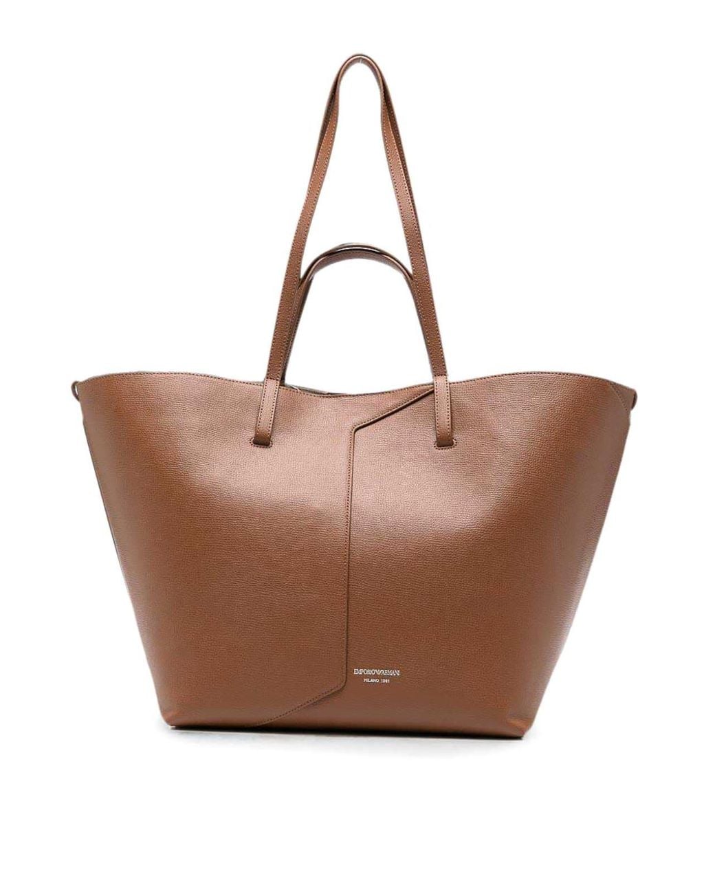 Emporio Armani Brown Medium Leather Tote Bag