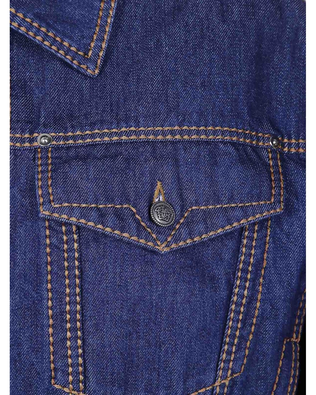 Versace Blue Blouson Denim Rinsed Denim