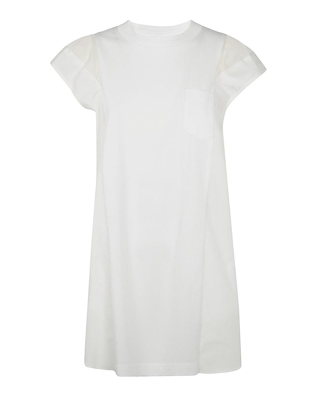 Sacai White Popeline X Cotton Jersey Dress