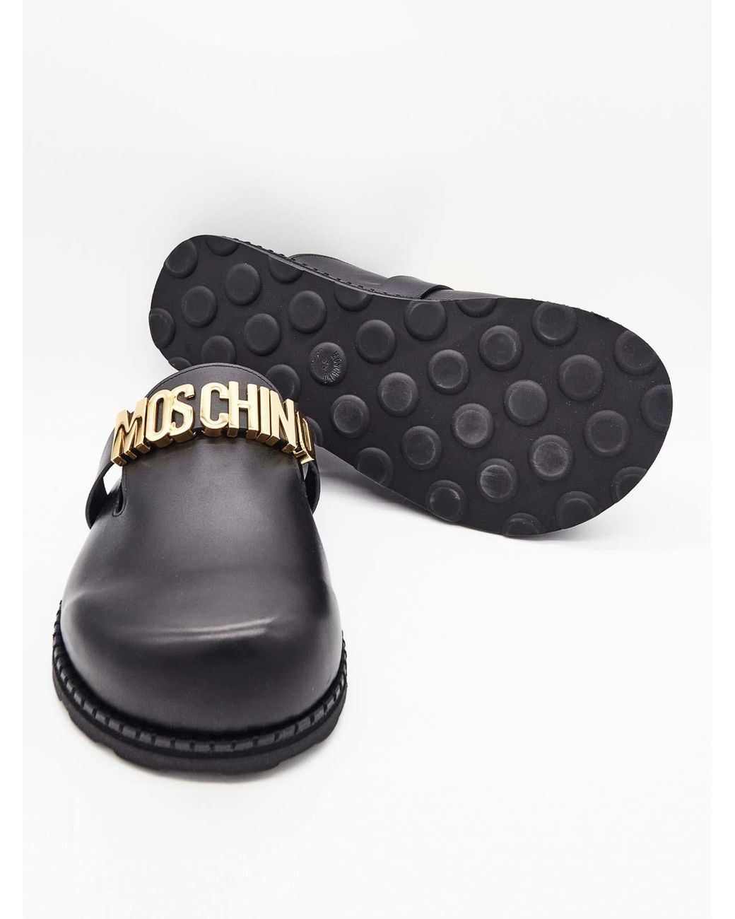 Moschino Gray Ciabatta Chiusa Lettering for men