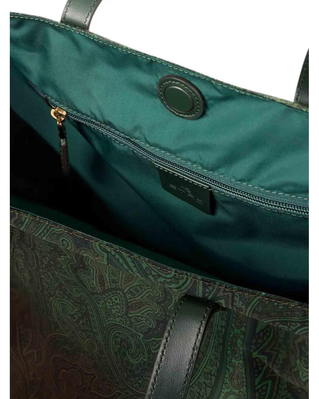 Etro Green Nylon Shopping Bag