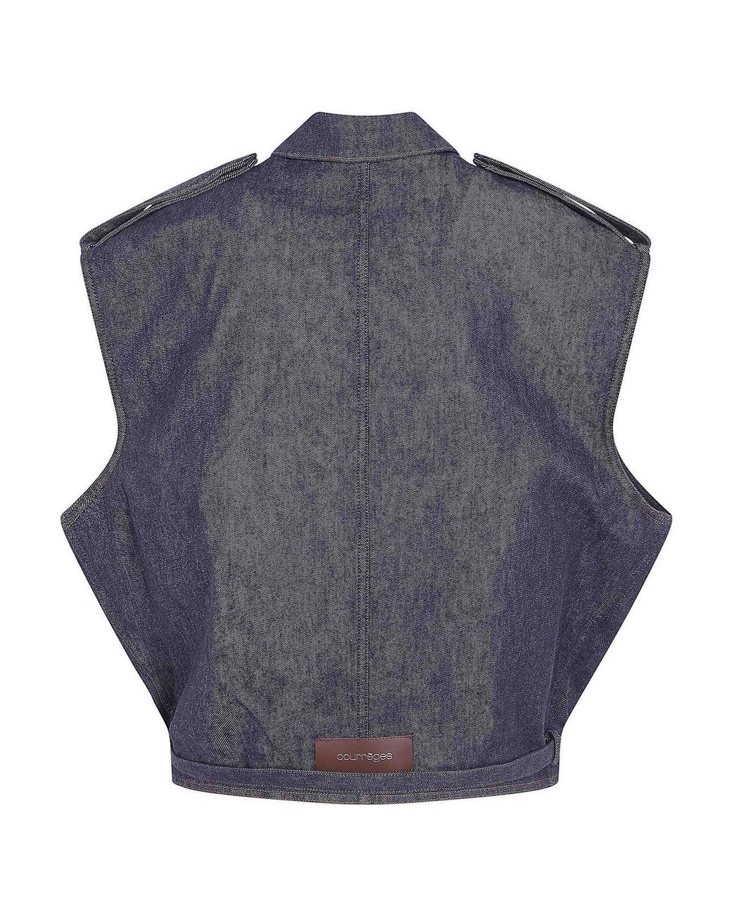 Courreges Blue Sleeveless Denim Bomber Jacket