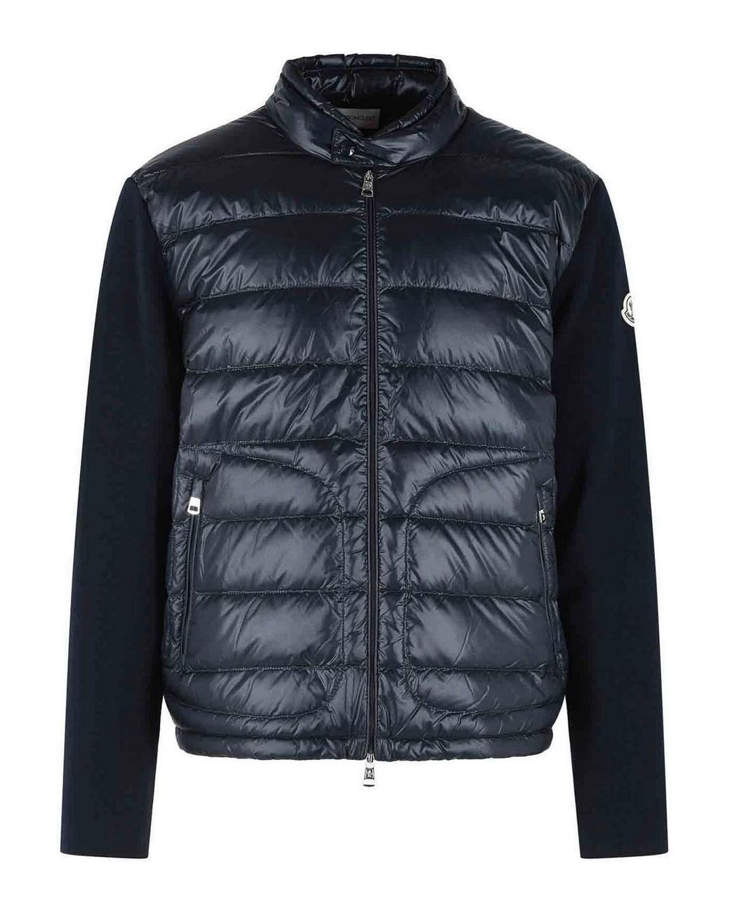 Moncler Blue Padded Virgin Wool Crdigan With Zip for men