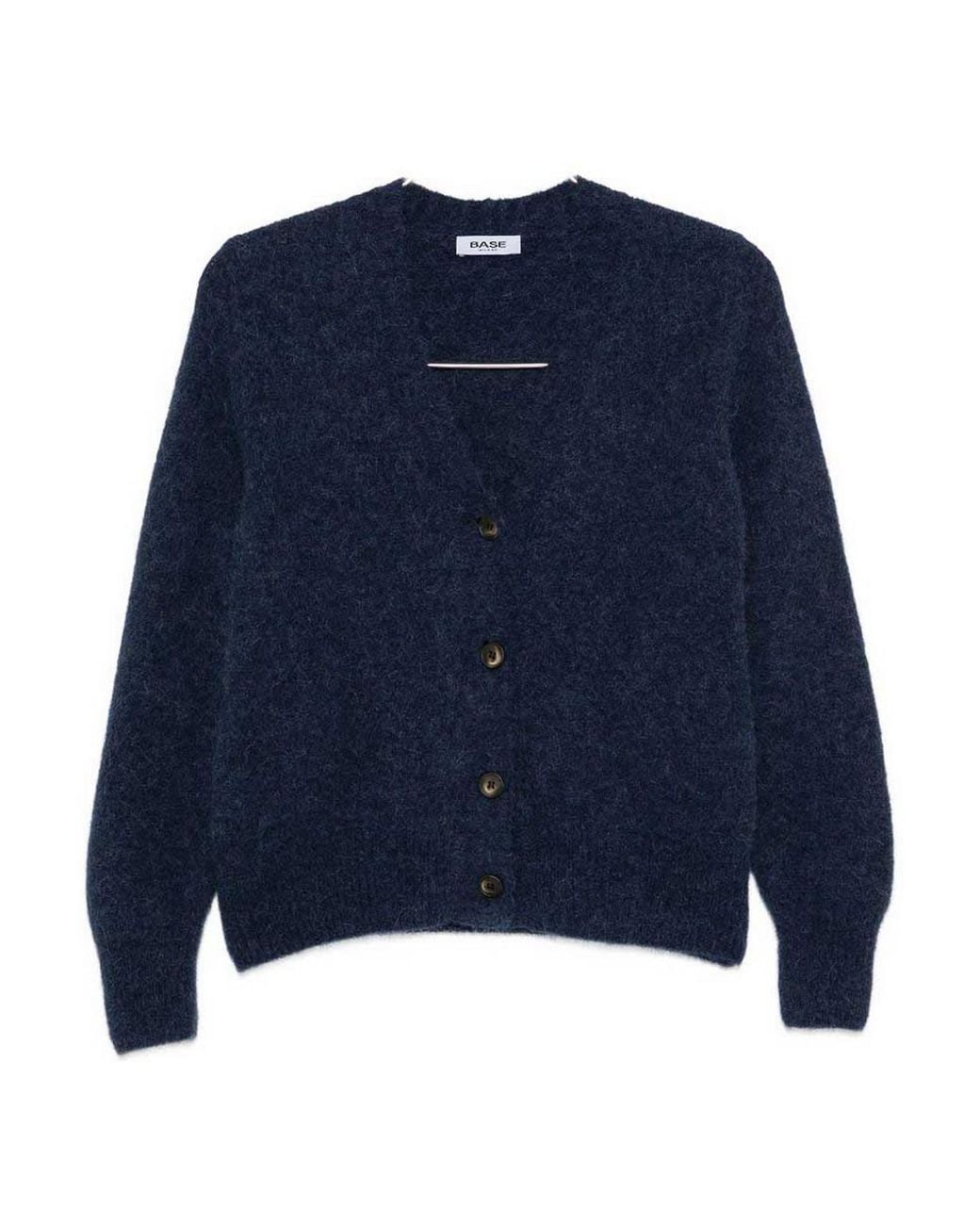 Base London Blue Wool V-Necked Cardigan
