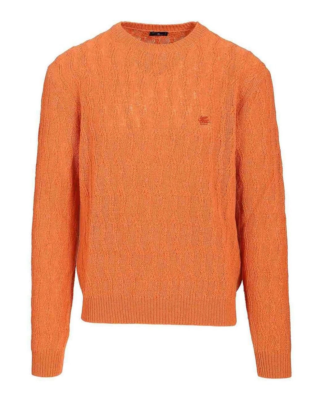 Etro Orange Cashmere Sweater for men