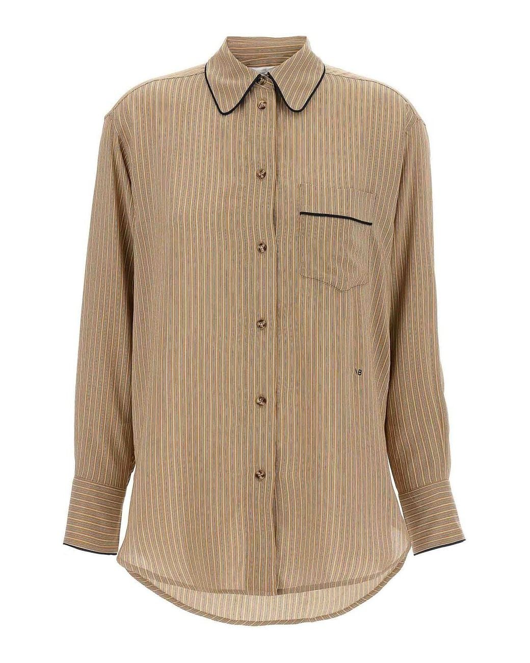 Victoria Beckham Natural Piping Detail Pyjama Shirt