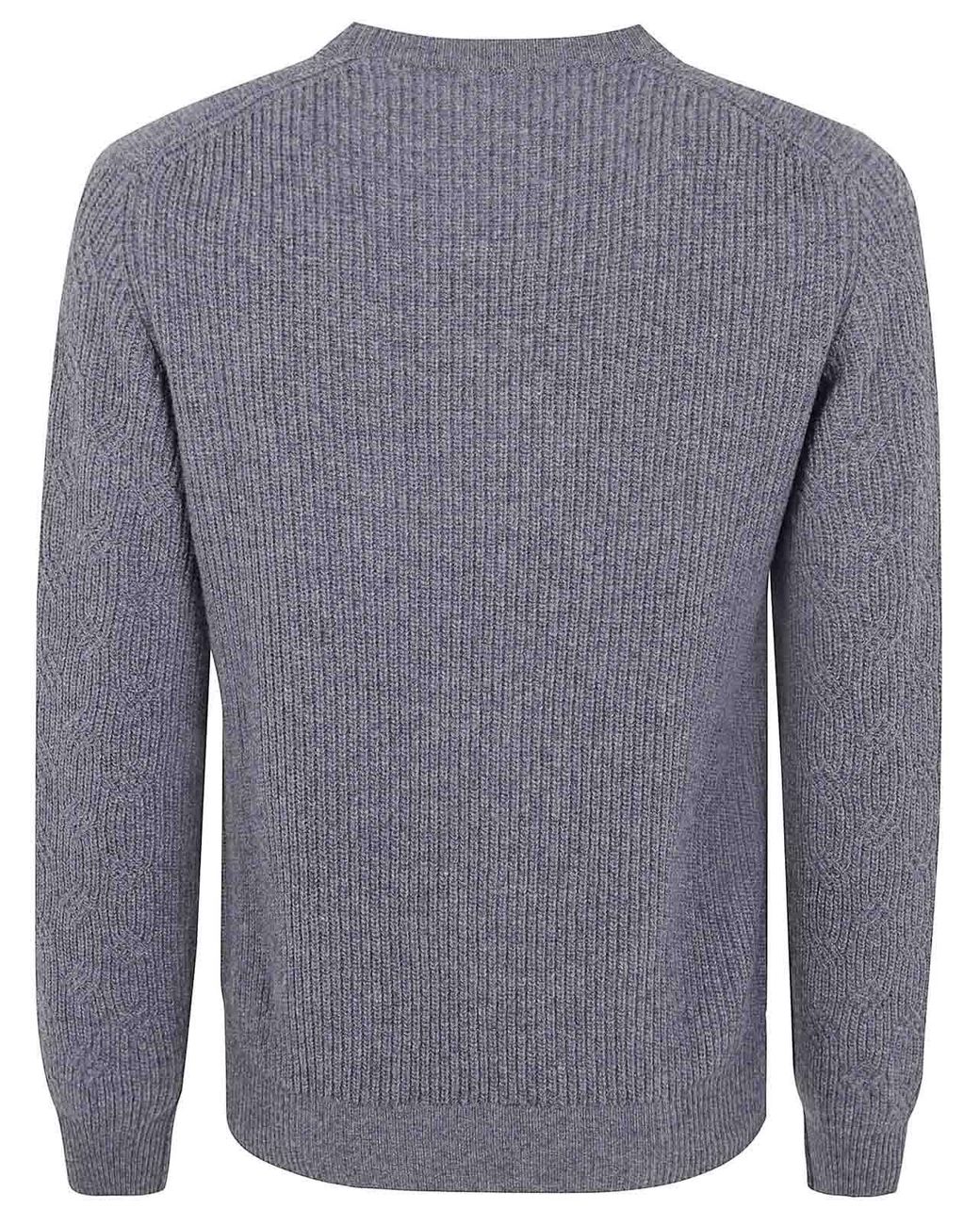 Barba Napoli Blue Round Neck Embroidery Sweater for men