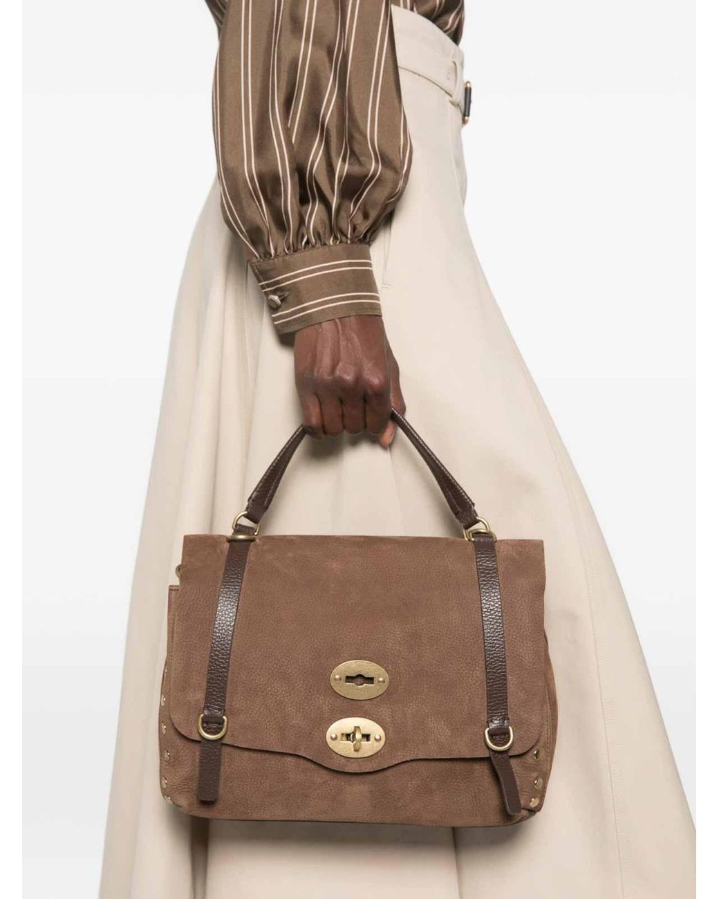 Zanellato Brown Postina Re Jones Leather Bag