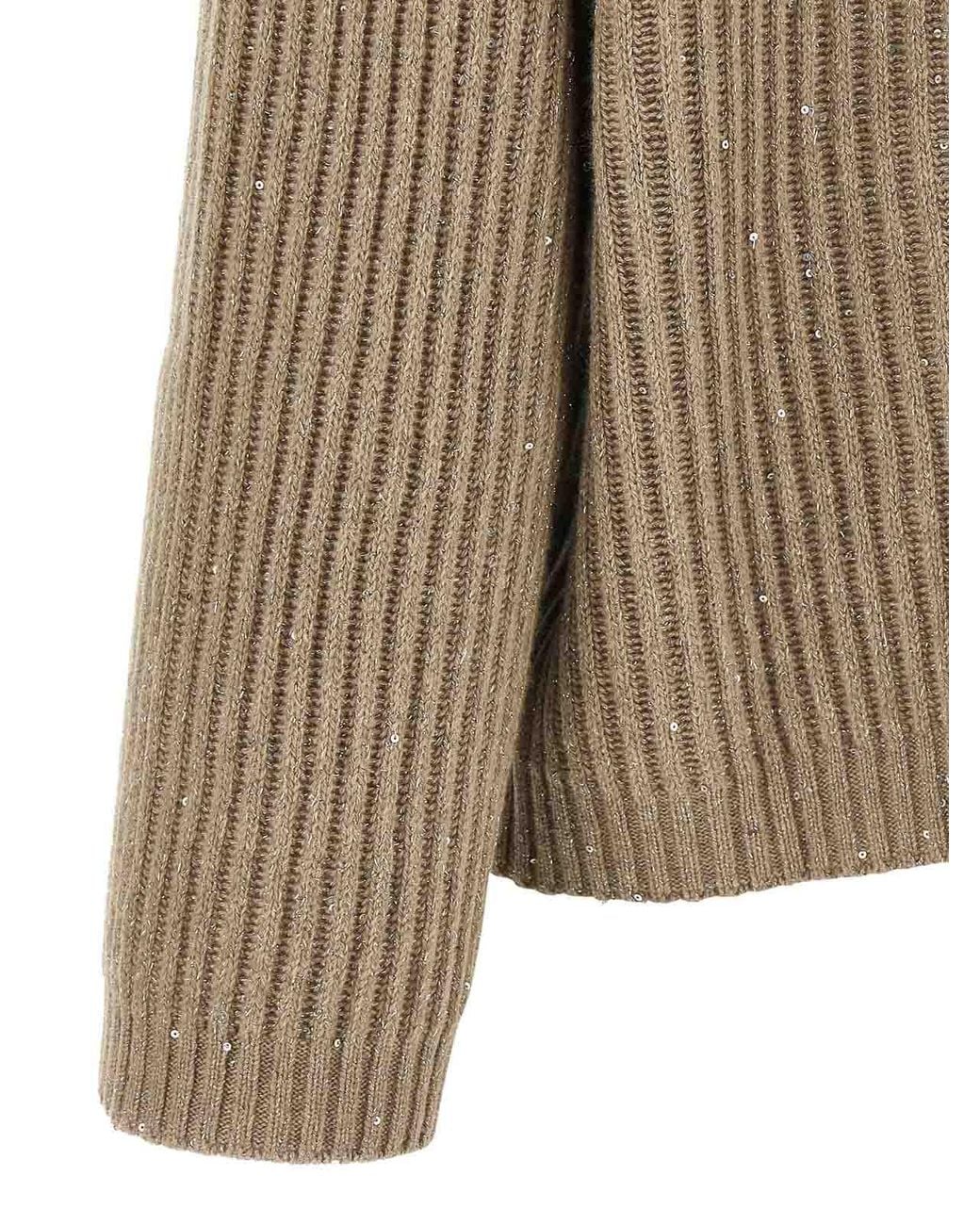 Brunello Cucinelli Brown Sparkling & Dazzling Wool-Cashmere Jumper