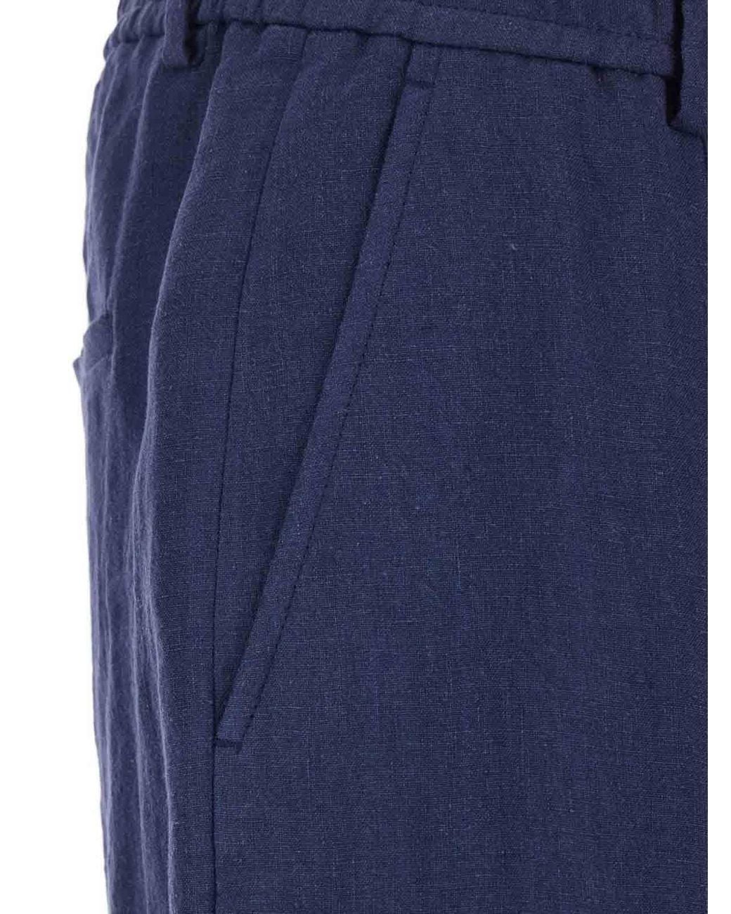 Emporio Armani Blue Linen Trousers for men