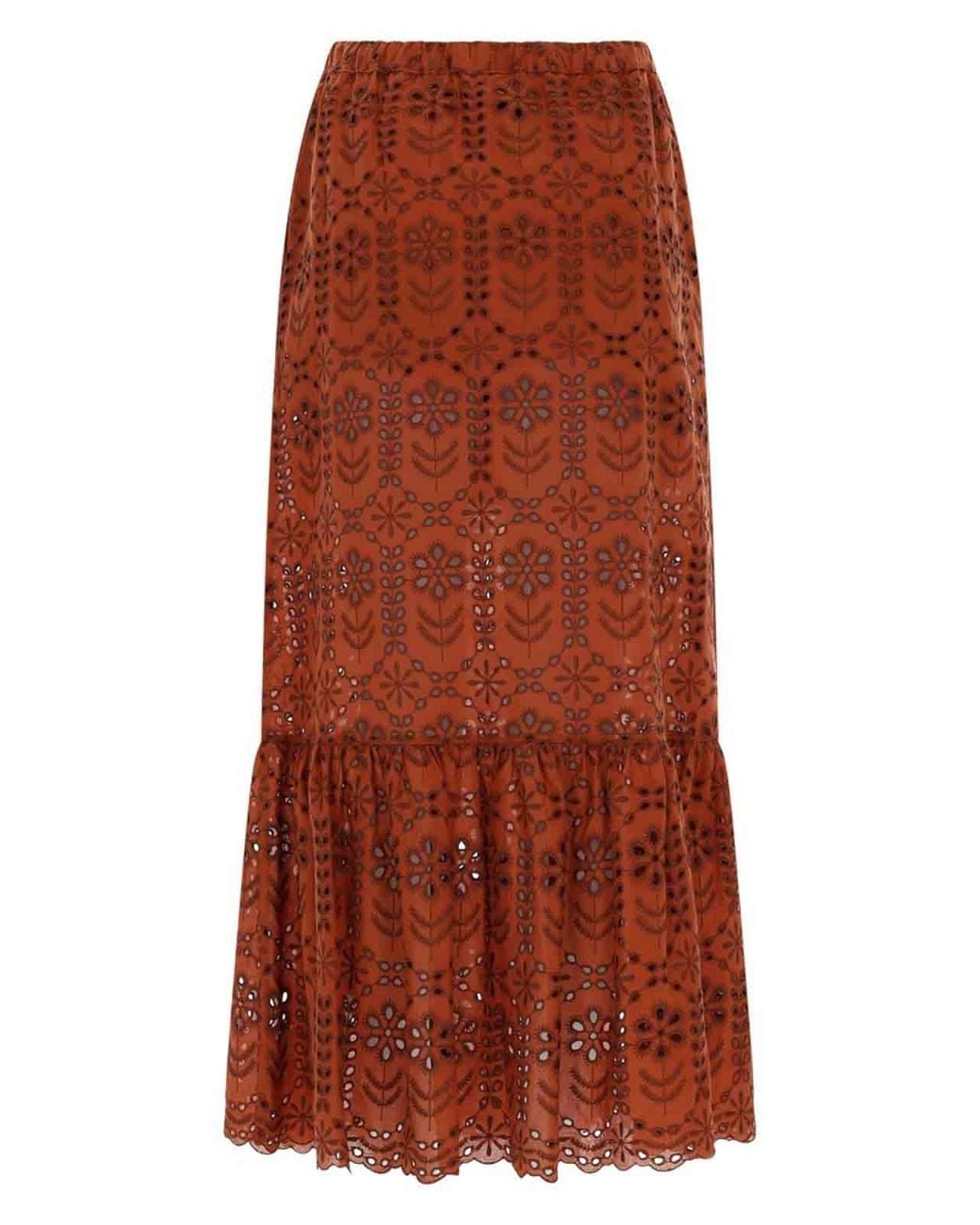 Paul Smith Brown Long Perforated Skirt
