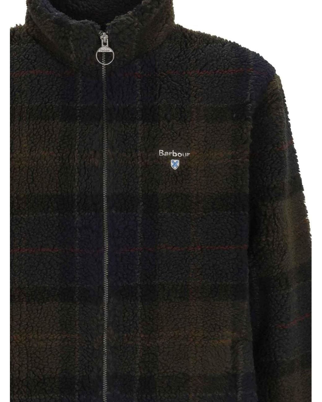 Barbour Black Tartan Fleece Zip Jacket for men
