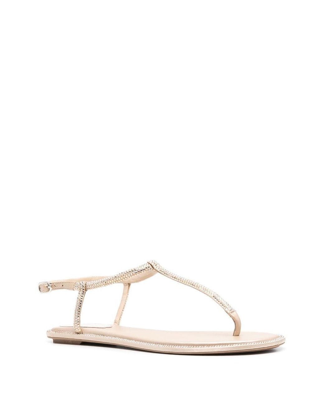 Rene Caovilla Natural Diana Satin Flat Thongs
