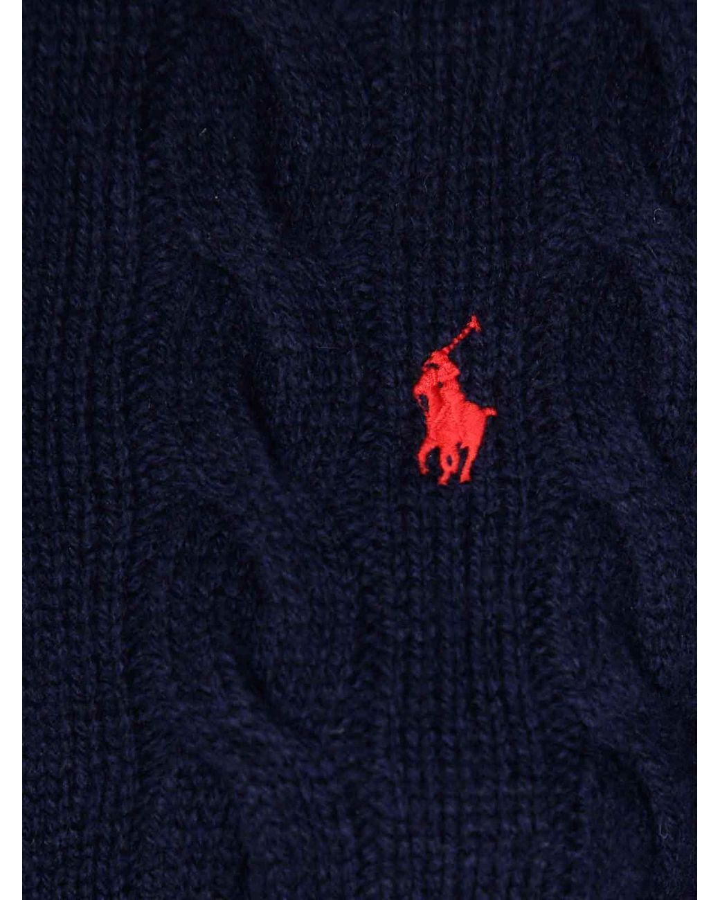 Polo Ralph Lauren Blue Cardigan Braids With Buttons And Logo