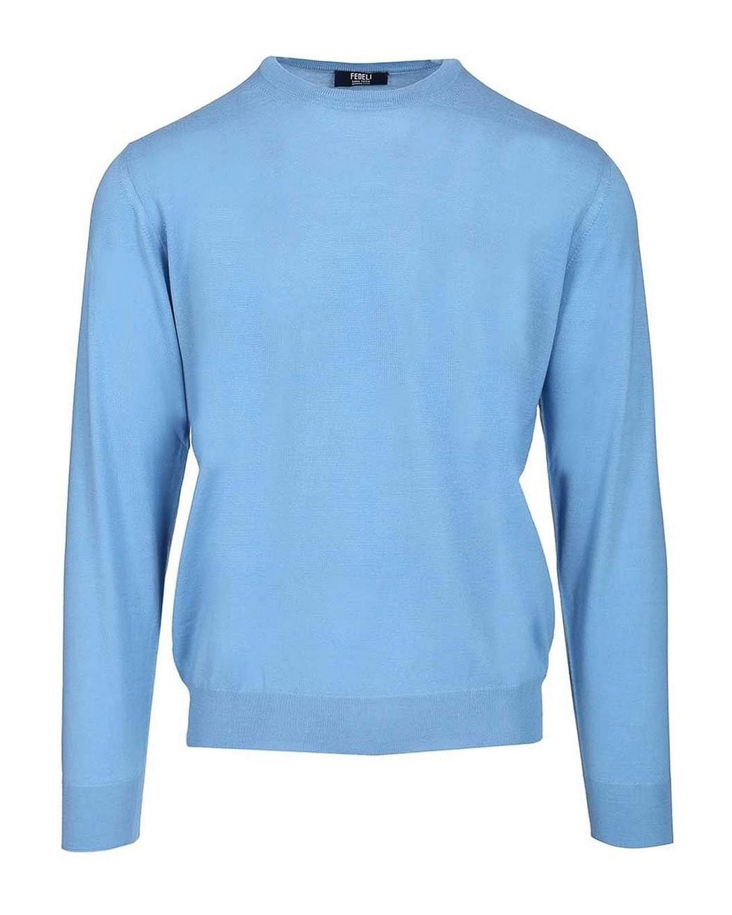 Fedeli Blue Long-Sleeved Sweater for men