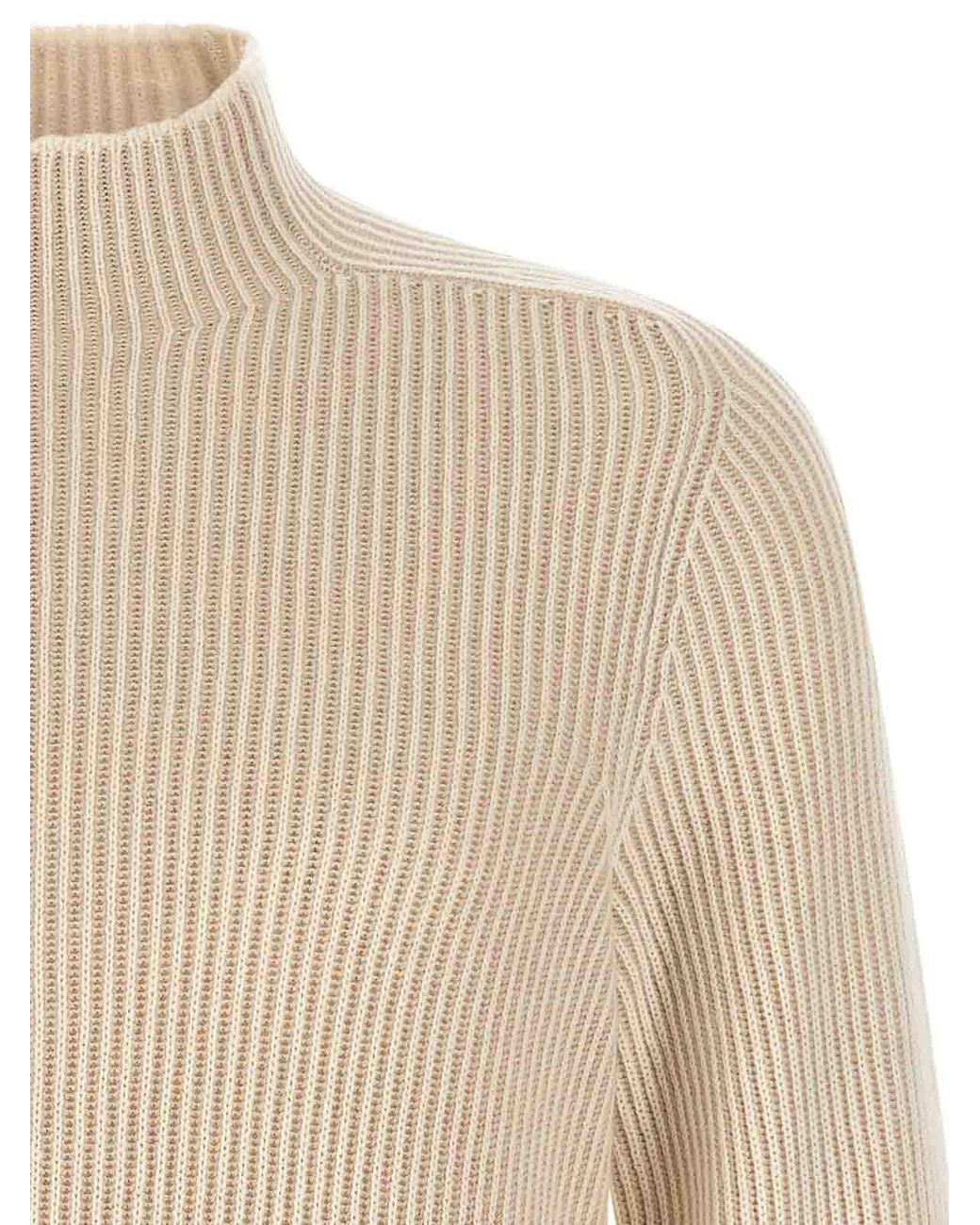 Brunello Cucinelli White English Ribbed Jumper for men