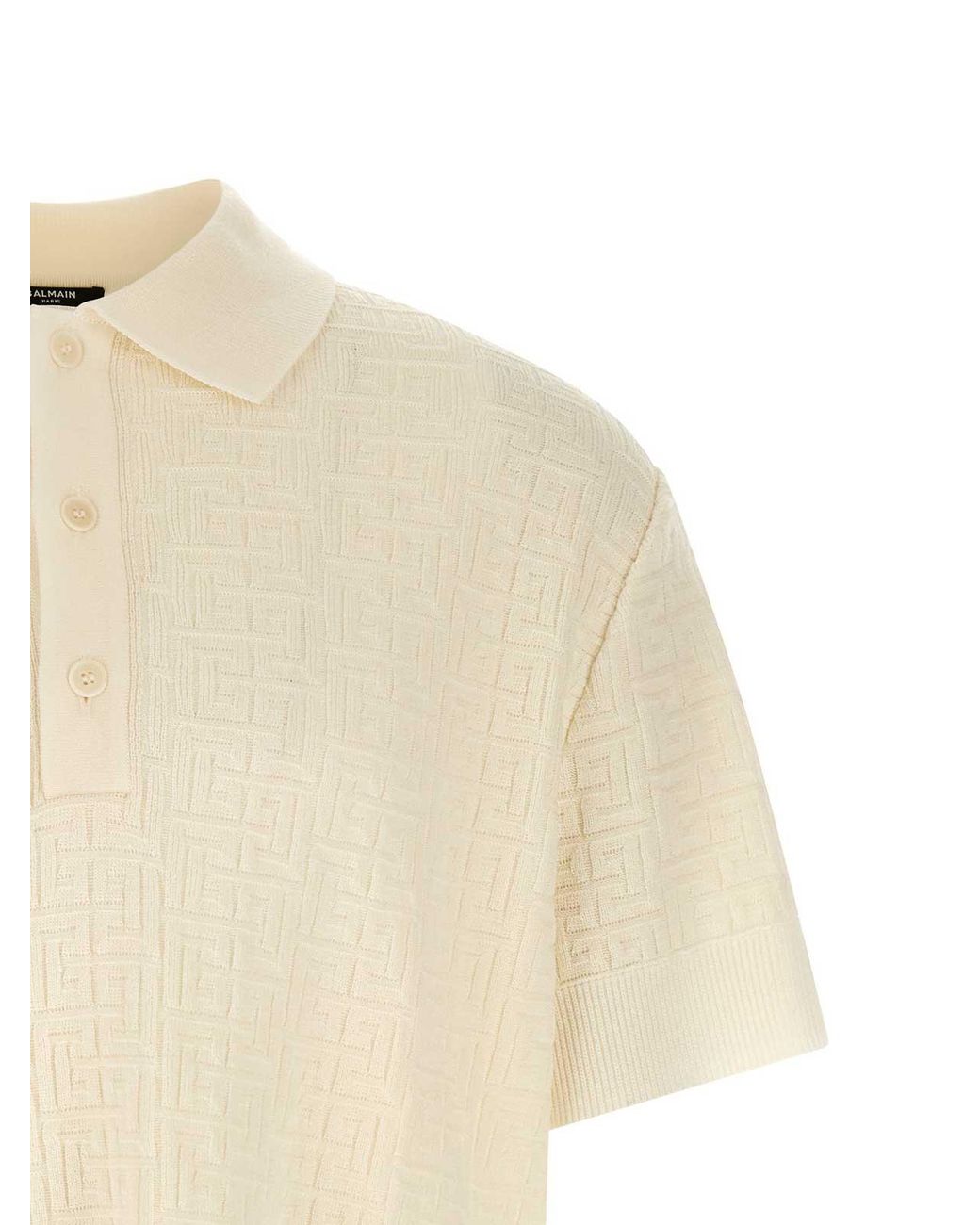 Balmain Natural Monogram Jacquard Polo Shirt for men
