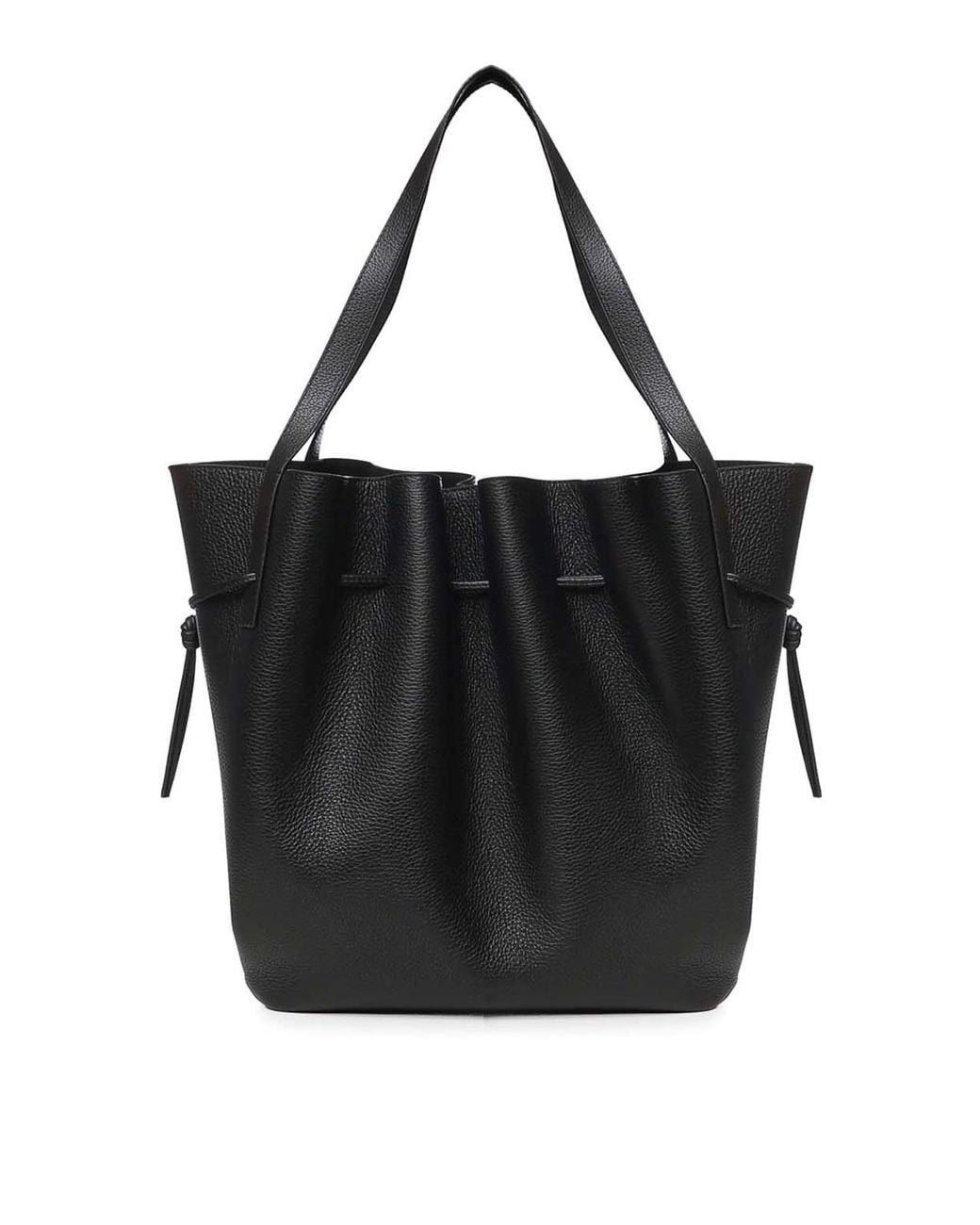 Yuzefi Black Scallop Leather Tote Bag