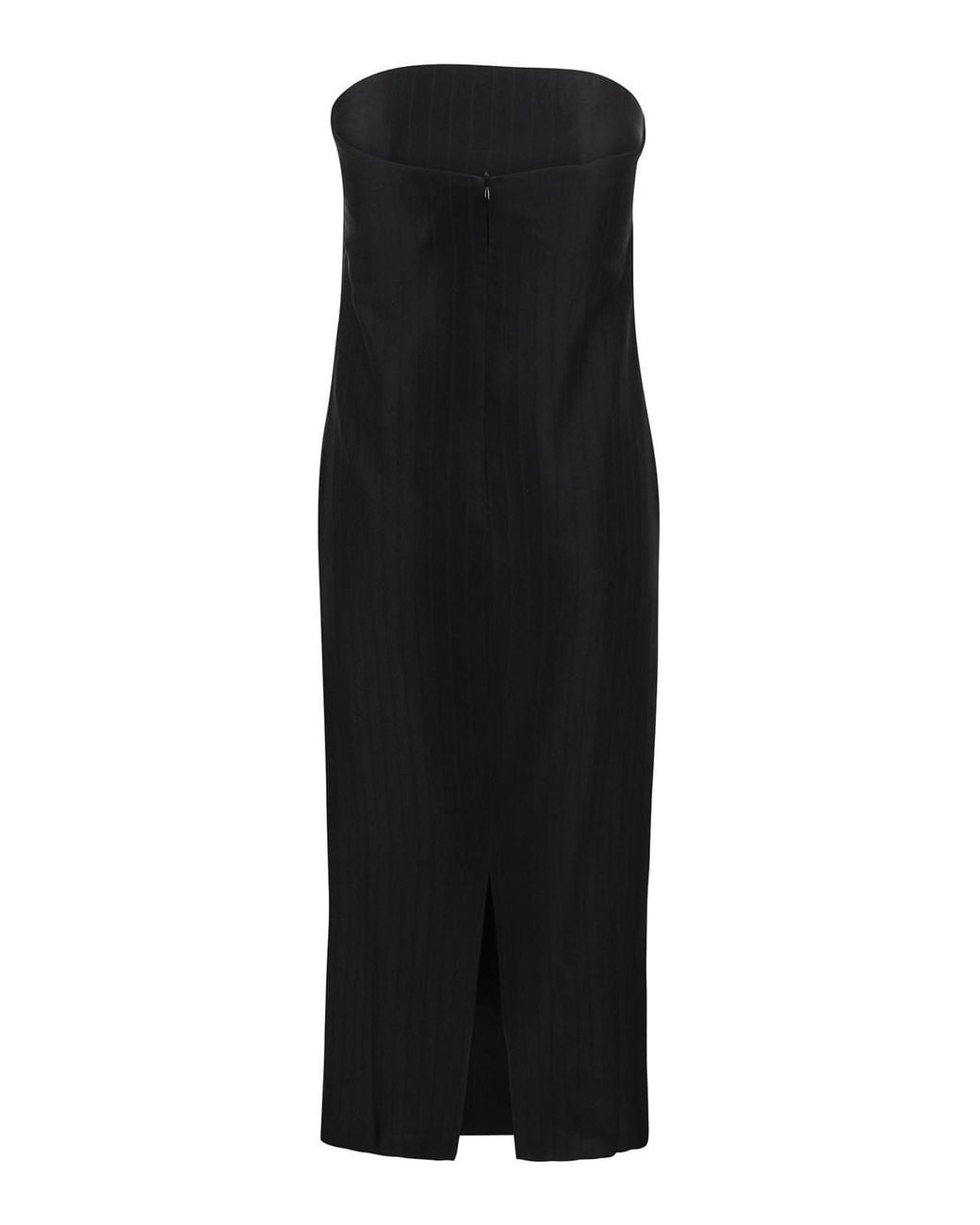 Loulou de Saison Black Pinstriped Bustier Dress
