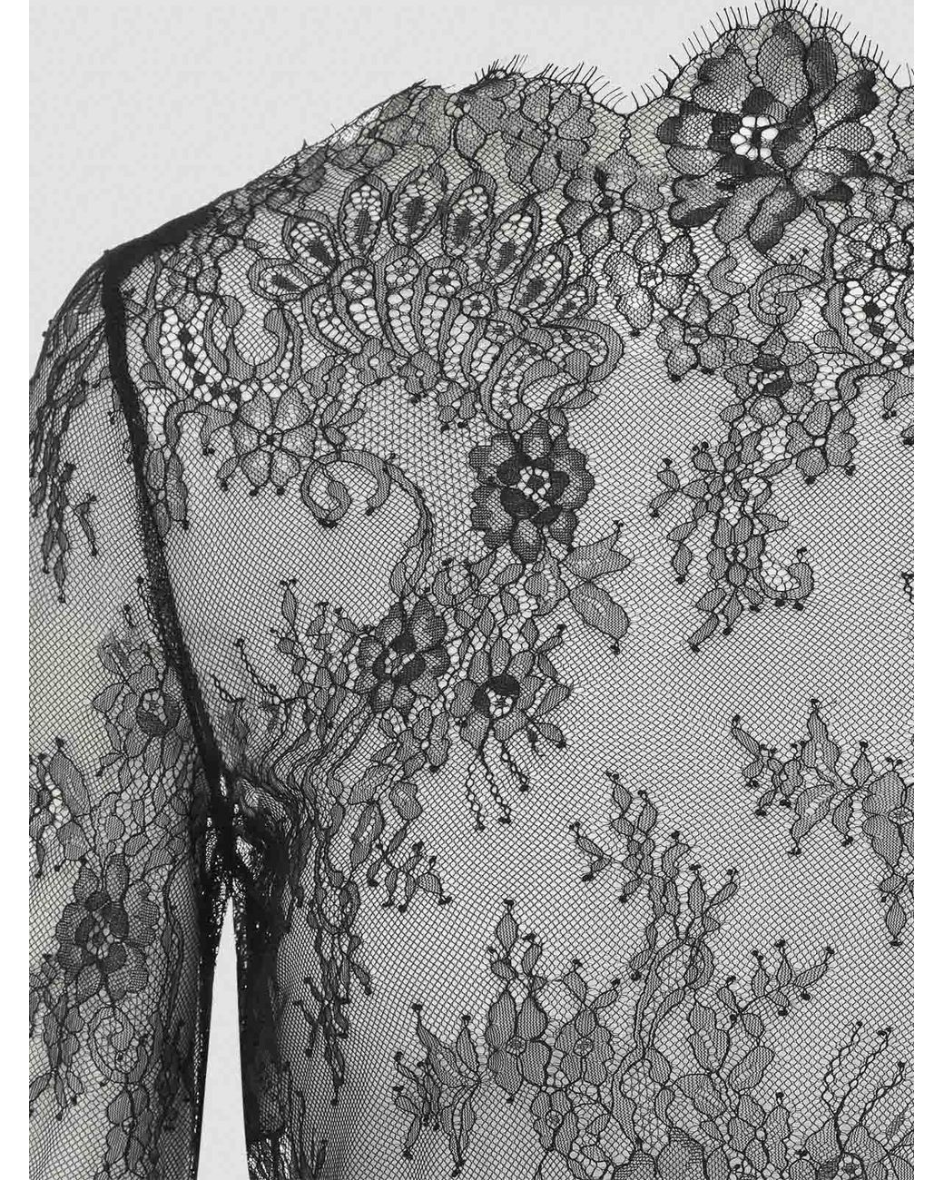 Alberta Ferretti Gray Lace Ls T-Shirt