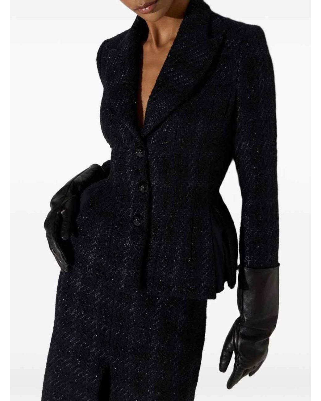 Elisabetta Franchi Blue Slim-Fit Prince Of Wales Wool Blazer