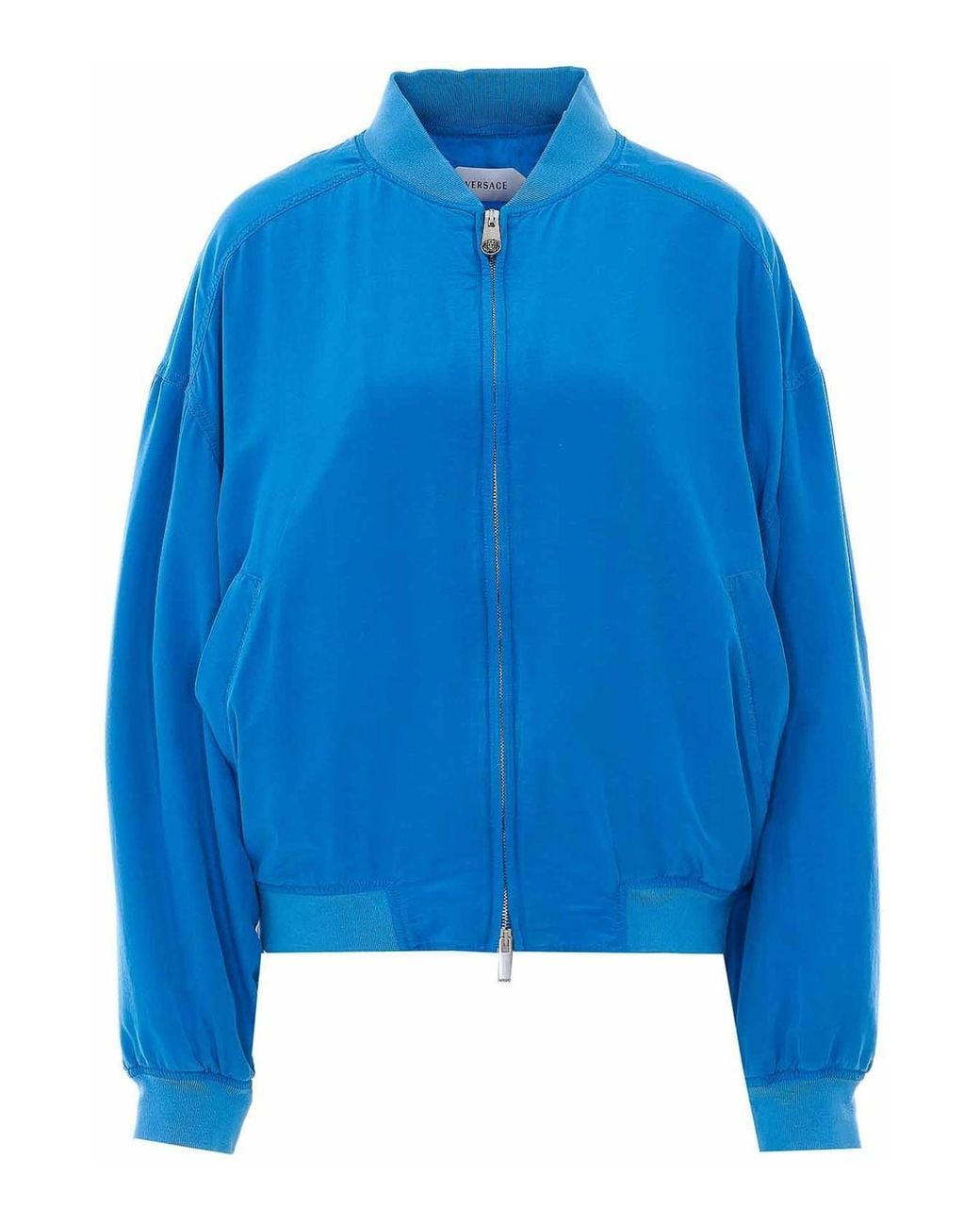 Versace Blue Silk-Poplin Zip Blouson
