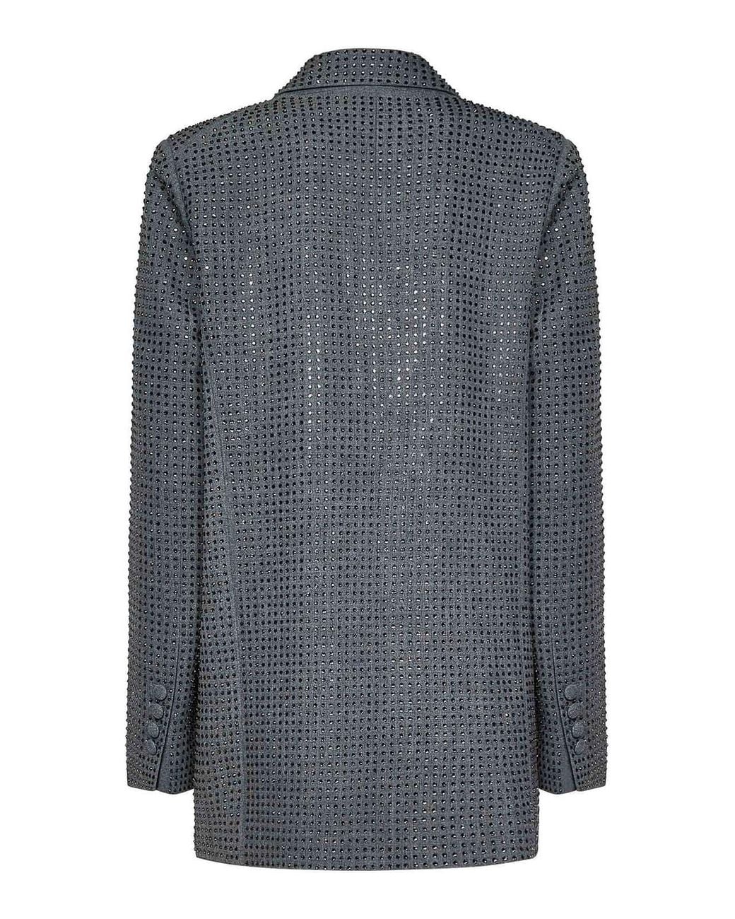 Pinko Gray Viscose Blend Double-Breasted Blazer