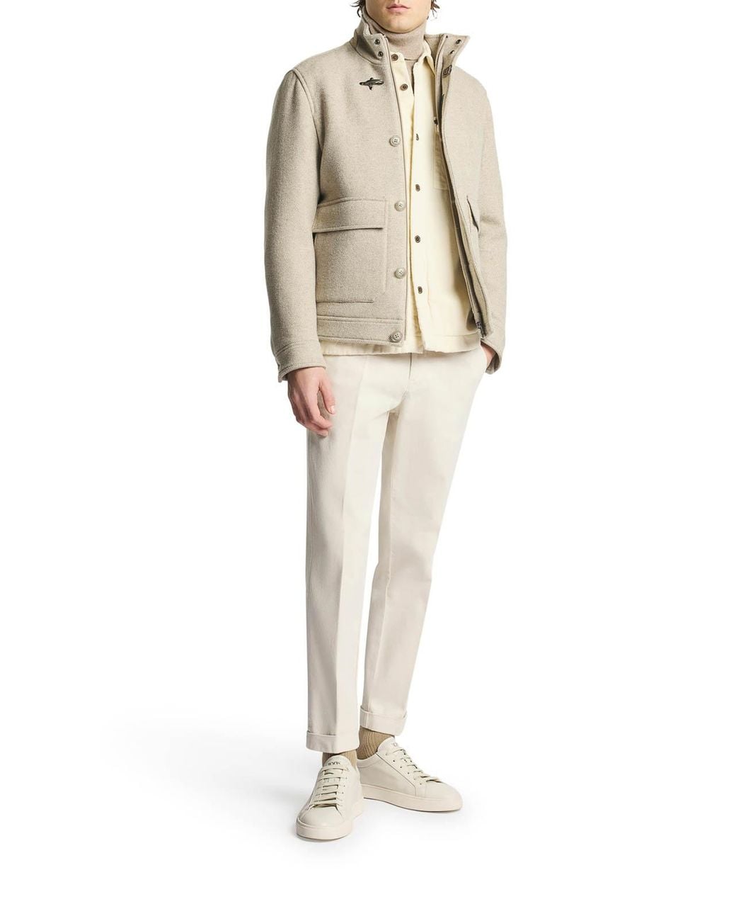 Fay White Wool Bomber Jacket for men