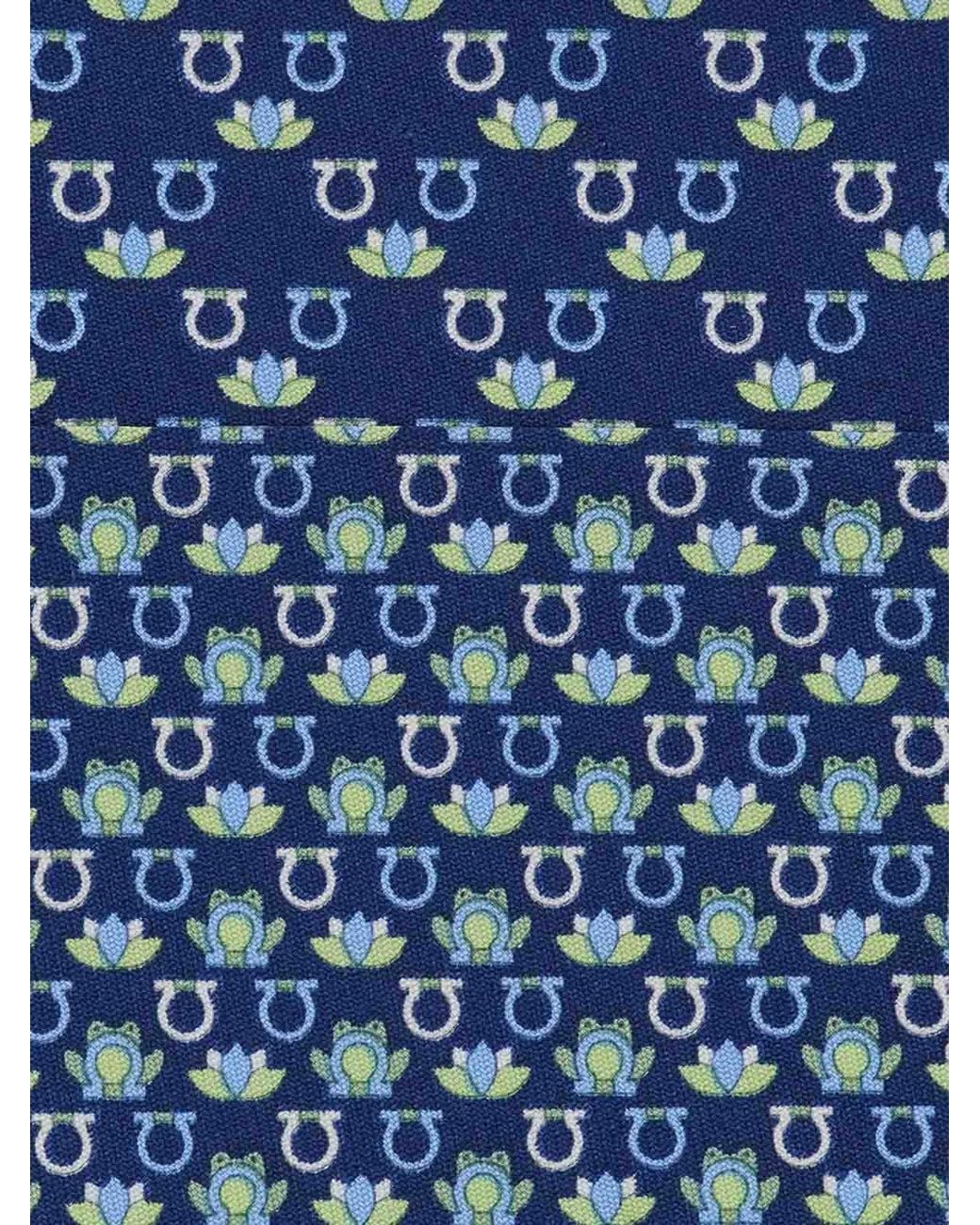 Ferragamo Blue Frog-Print Silk Tie for men
