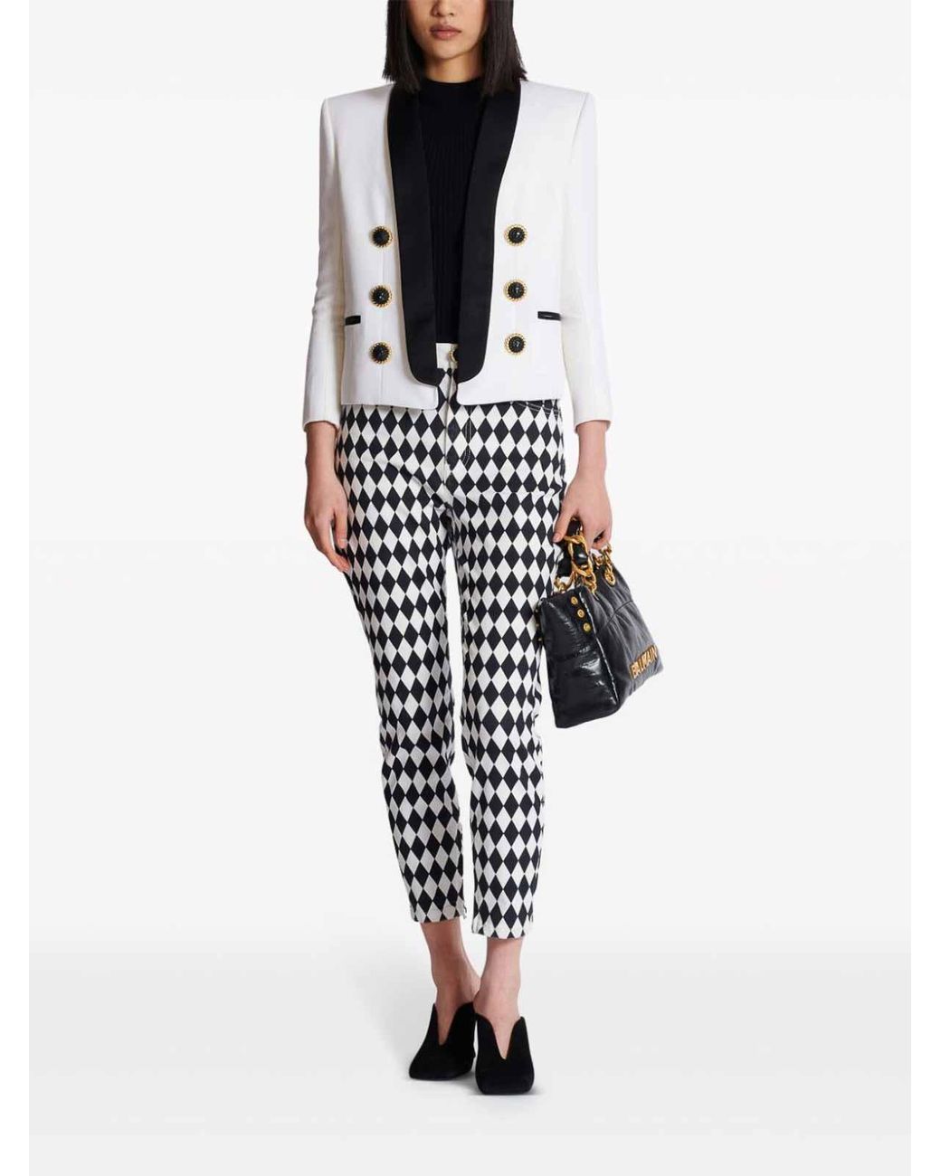 Balmain Black Cropped Jacket With Buttons