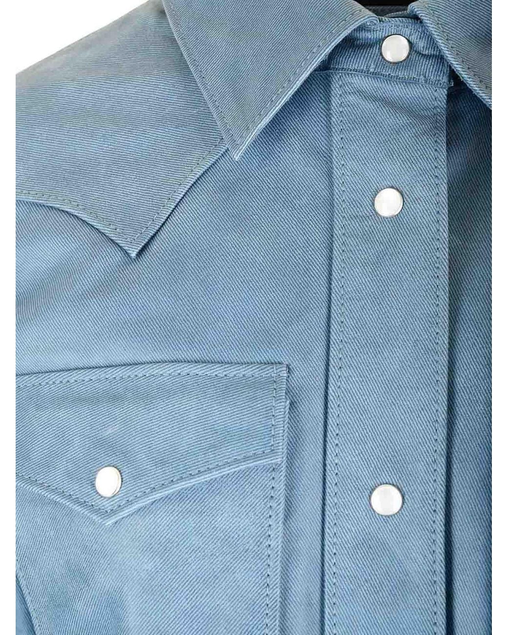 Stand Studio Blue Western Style Leather Shirt