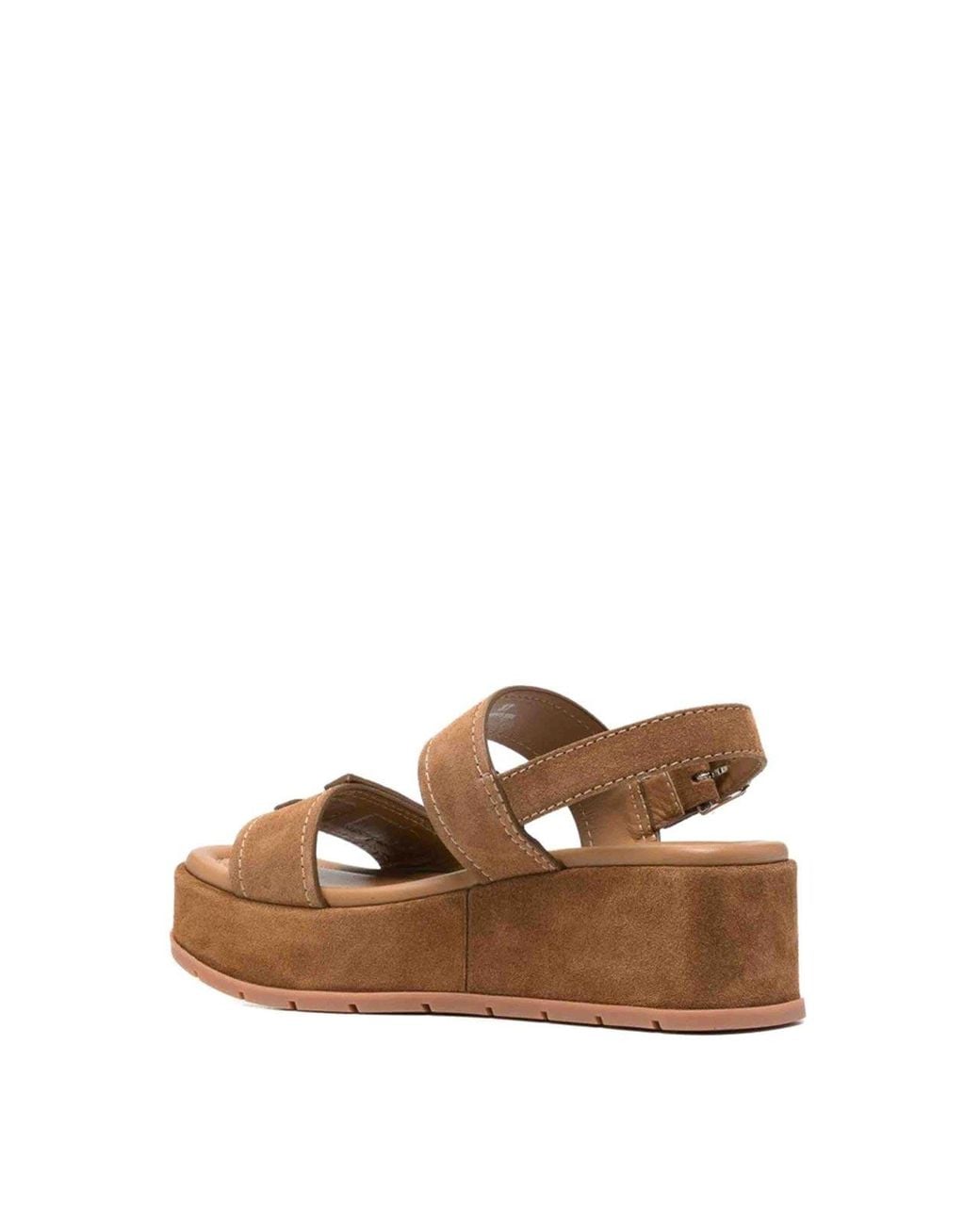 Hogan Brown H703 Suede Sandals
