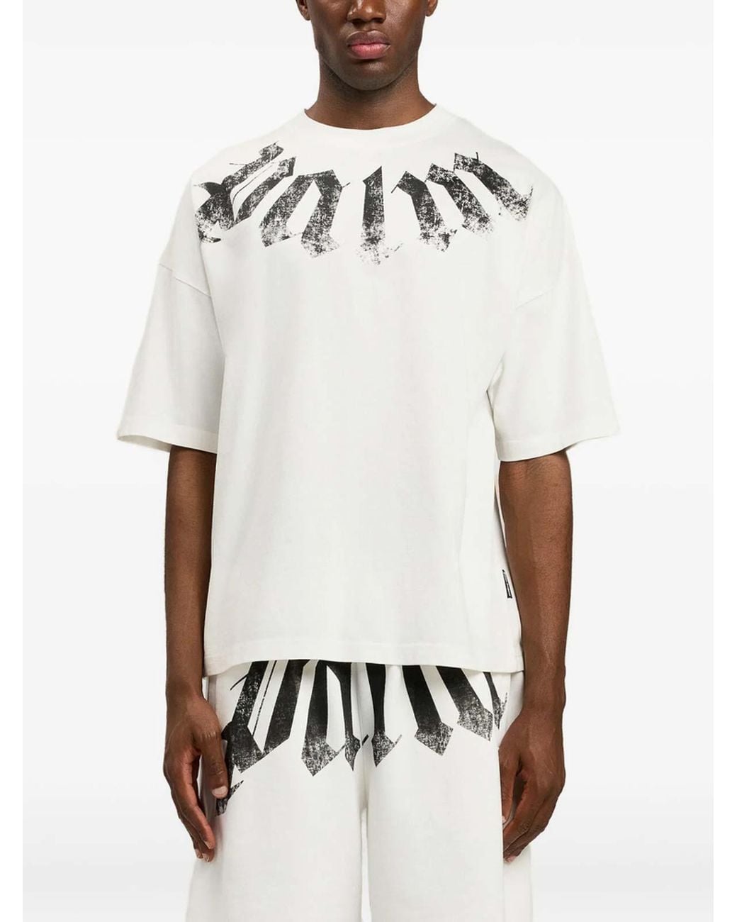 Palm Angels White Big Neck Logo Loose Tee Off for men
