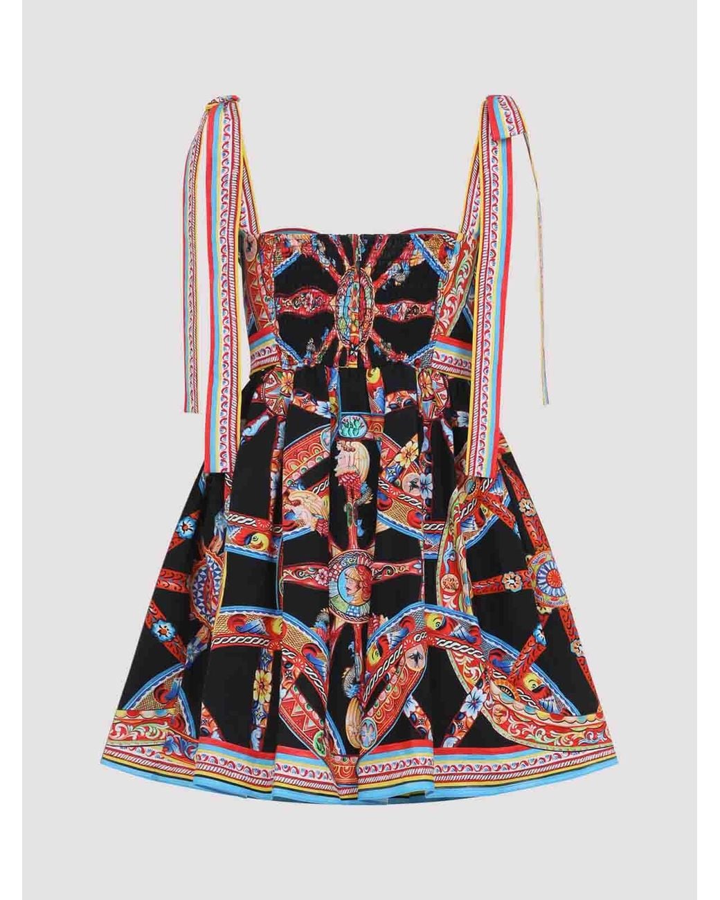 Dolce & Gabbana Red Popeline Carretto Mini Dress