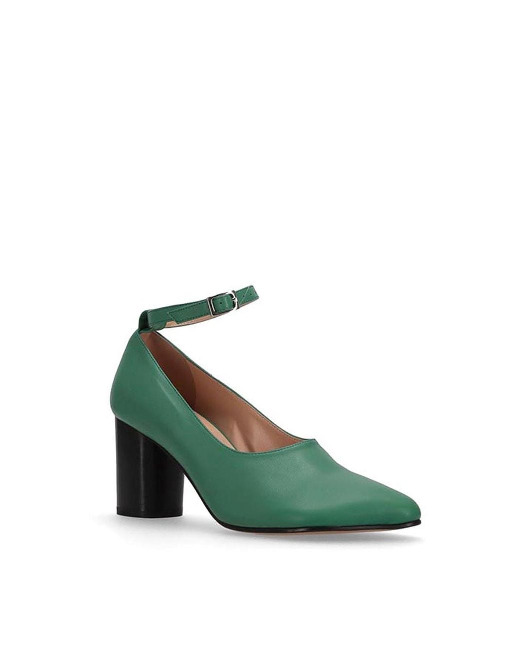 Niccolò Pasqualetti Green Obliqua Block Heel Pumps