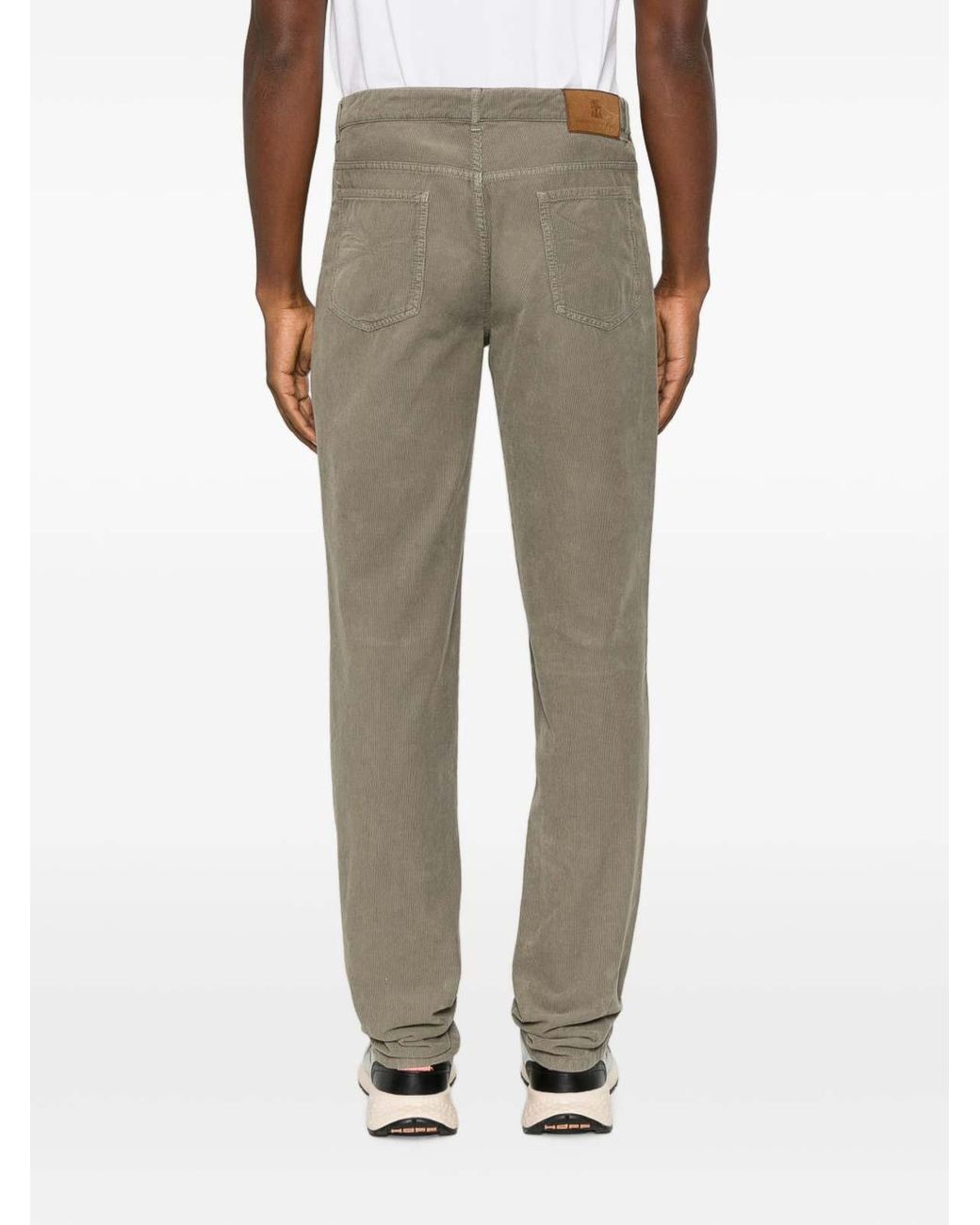Brunello Cucinelli Gray Corduroy Trousers With Pockets for men