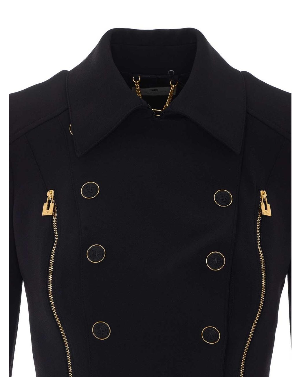 Elisabetta Franchi Blue Double Breasted Jacket