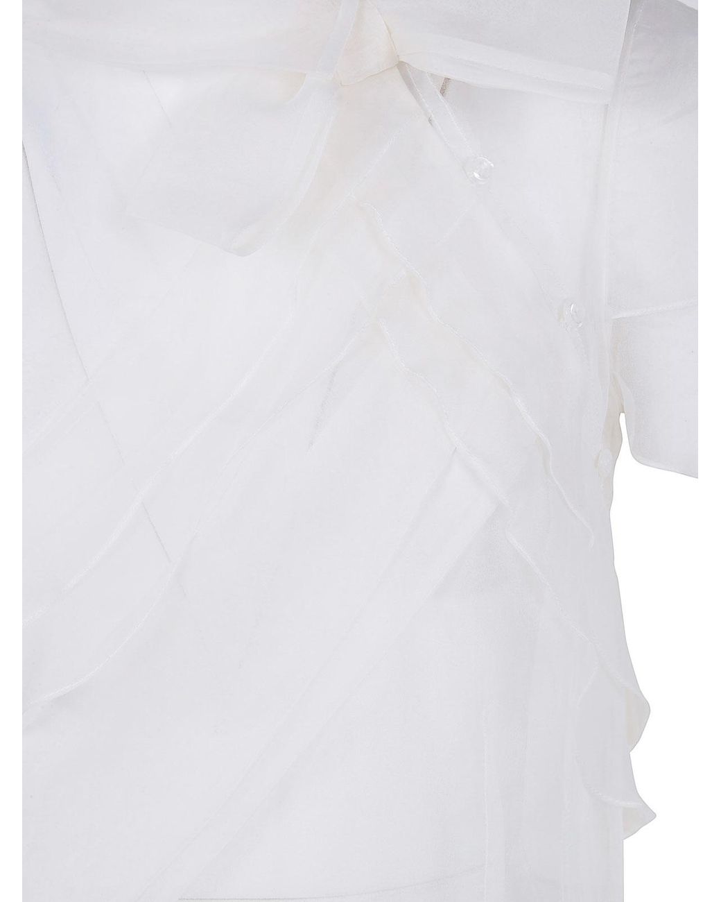 Simone Rocha White Sheer Bow Sash Split Hoop Flounce Dress