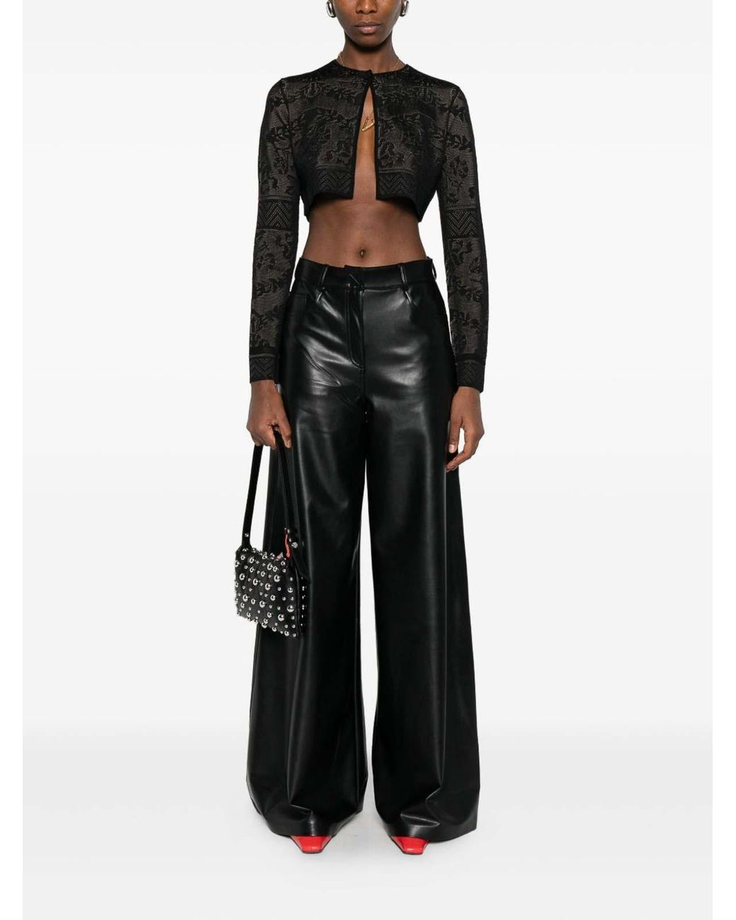 Twinset Black Cardigan Crop A Fiori