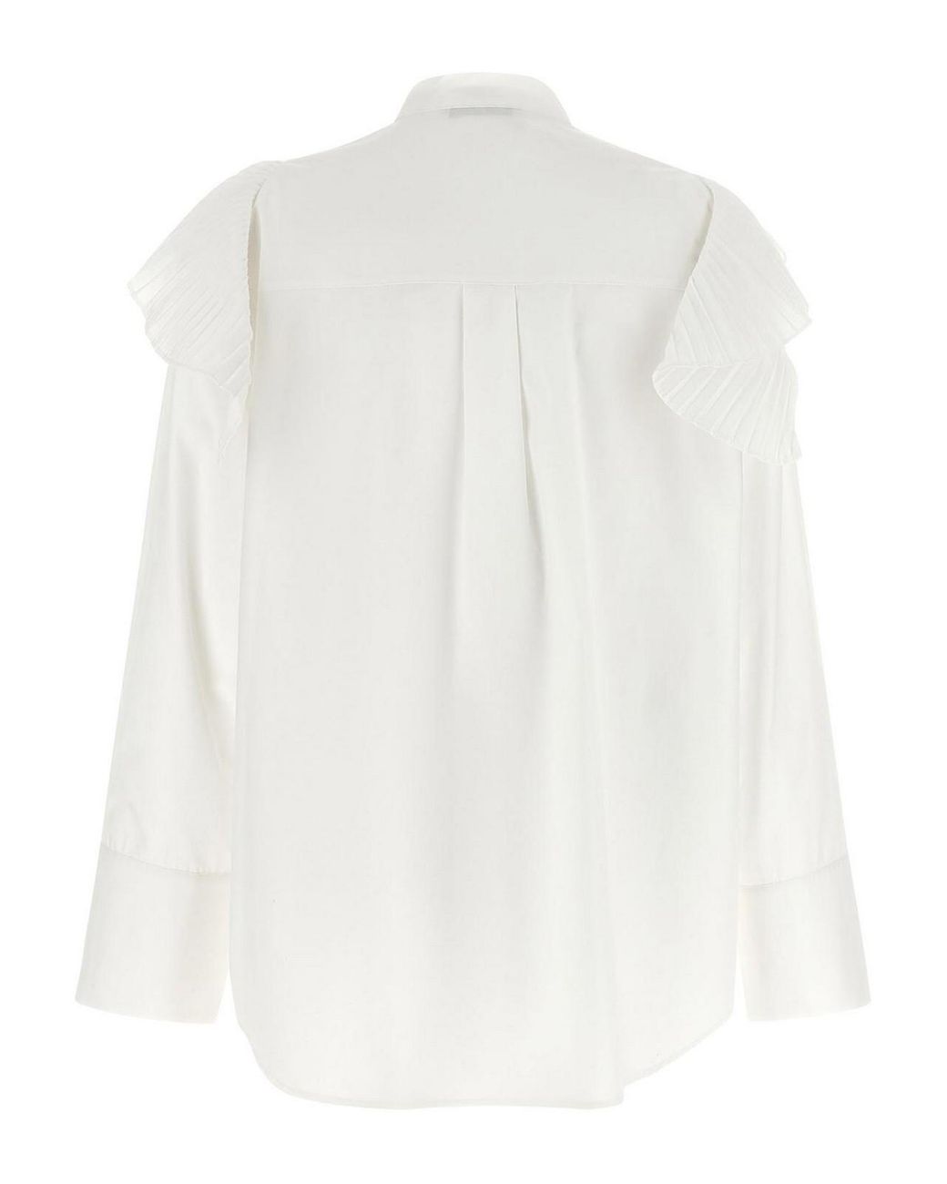 Alberta Ferretti White Pleated Ruffle Shirt
