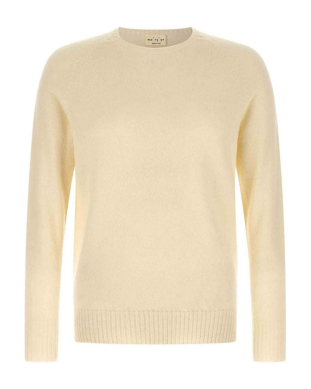 Ma'ry'ya Natural Crew-Neck Sweater With Slits for men