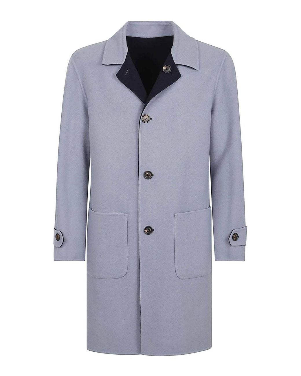 Eleventy Blue Buttoned Patch-Pocket Coat for men